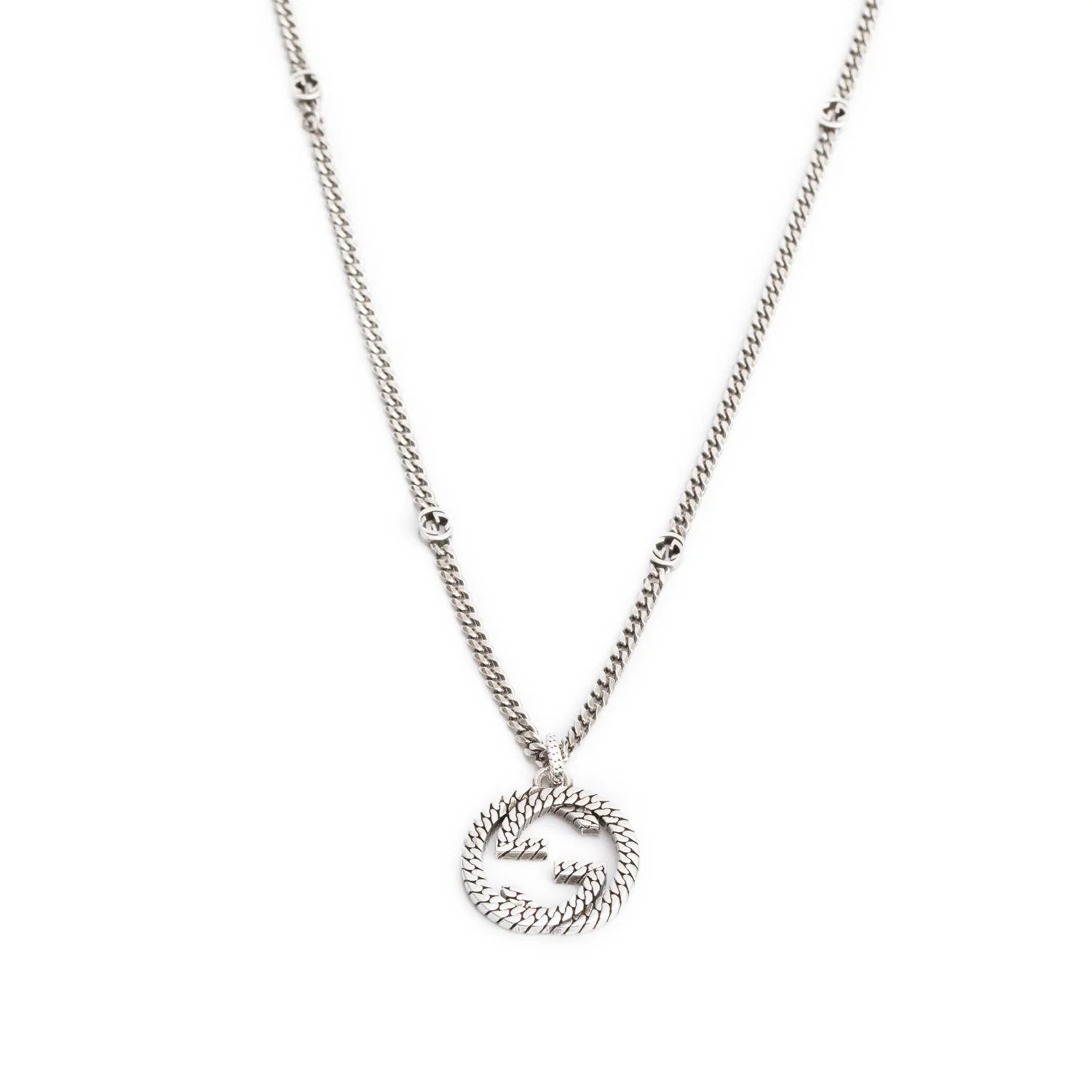 Gucci Sterling Silver Interlocking G Pendant Necklace