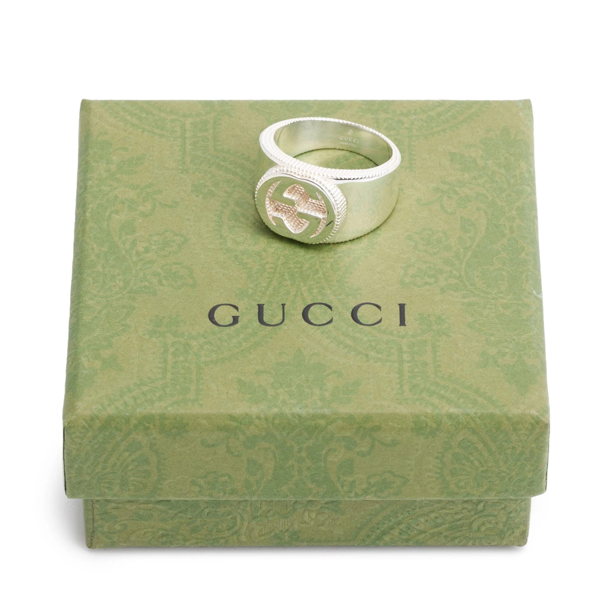 Gucci Sterling Silver Interlocking G Signet Ring, Size 27 12 w/ Box - Image 2
