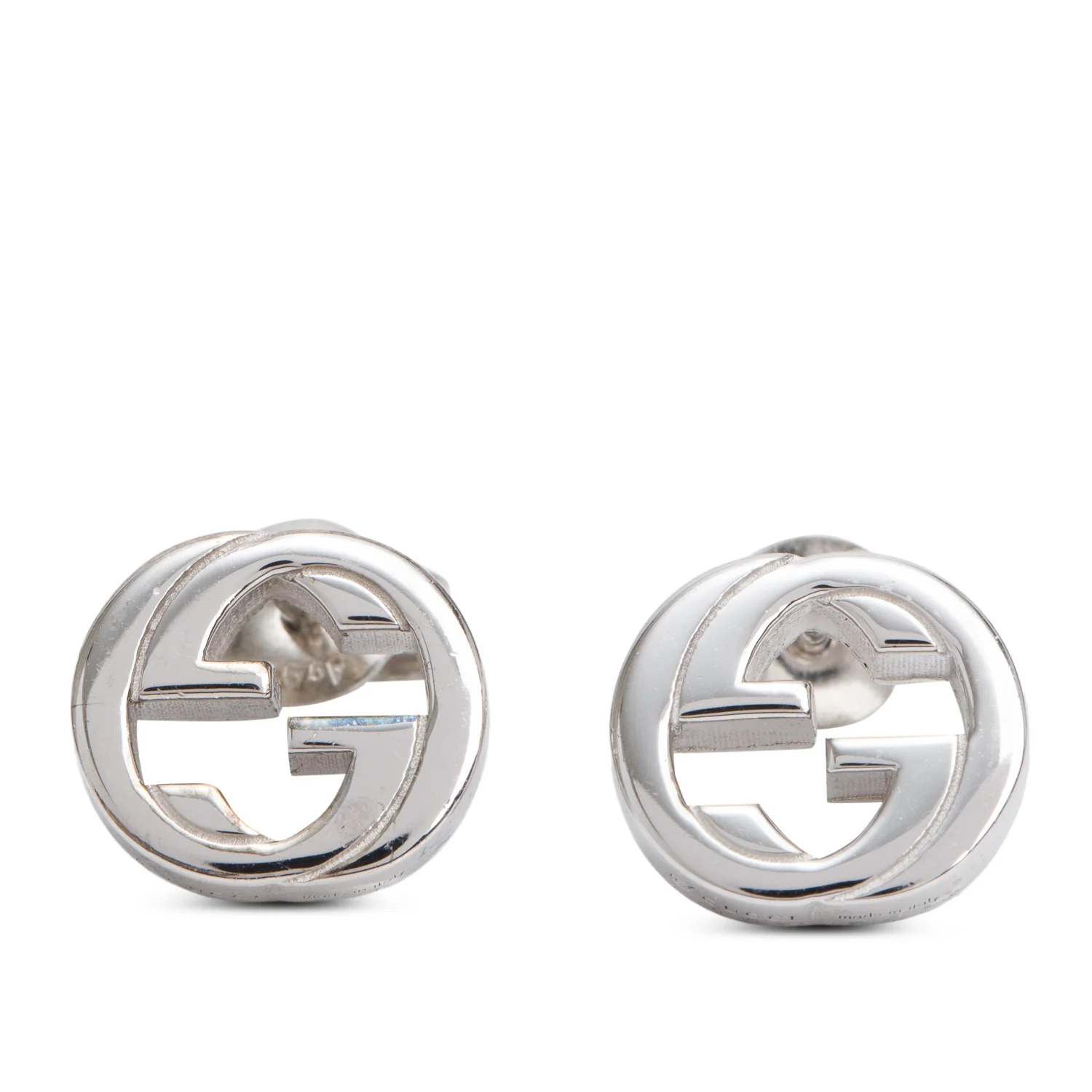 Gucci Sterling Silver Interlocking G Stud Earrings w/ Box