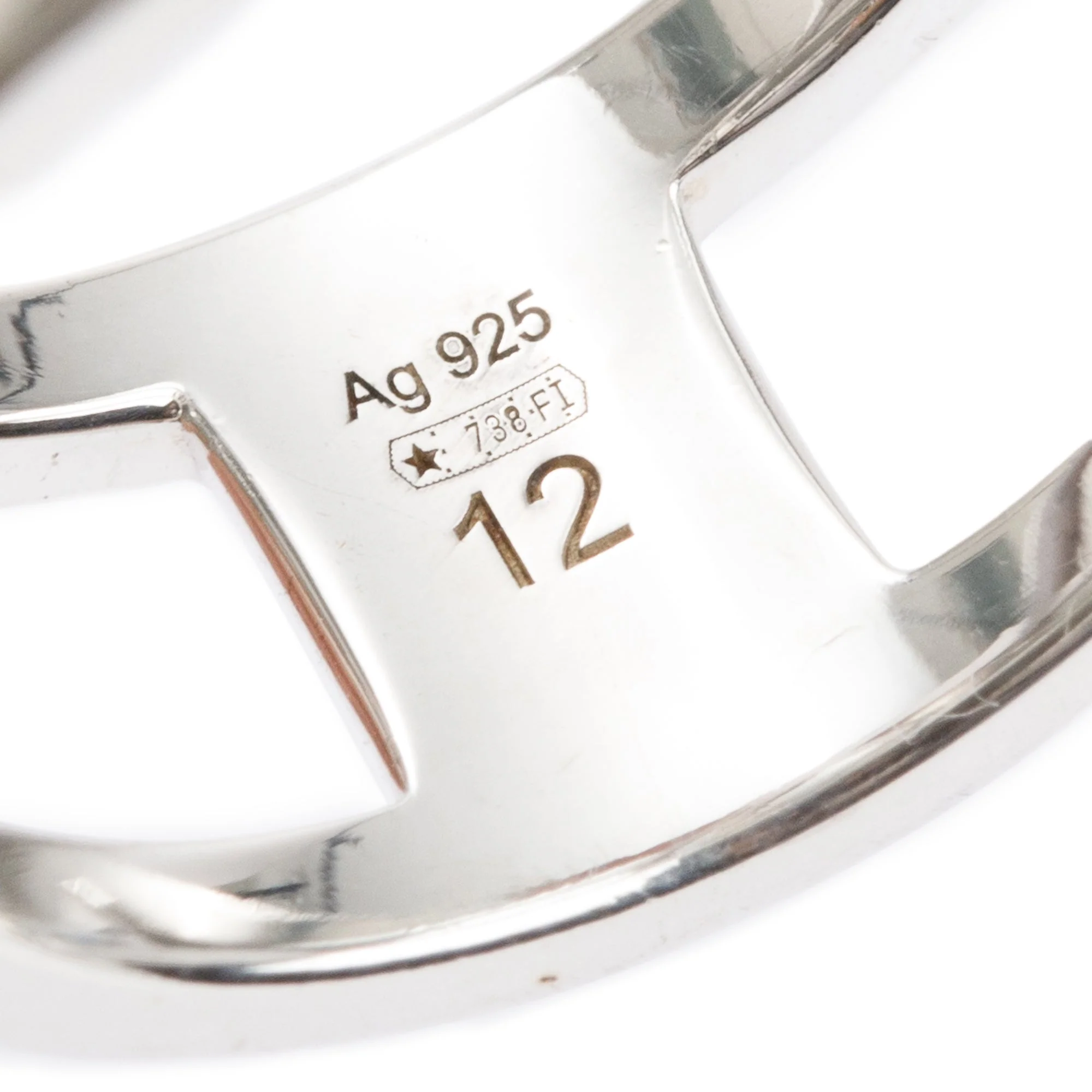 Gucci Sterling Silver Interlocking Wide Open Band Ring, Size 12 6 w/ Box - Image 4