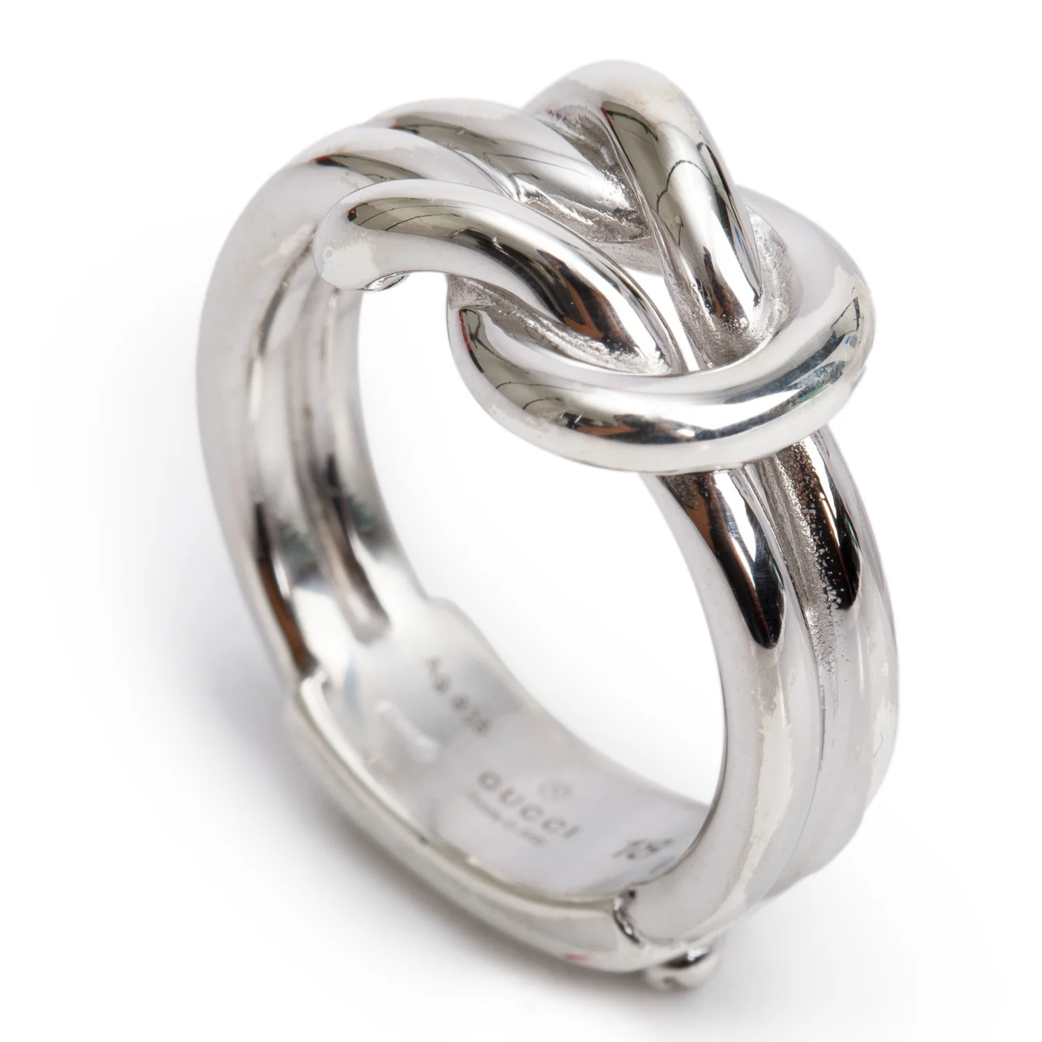 Gucci Sterling Silver Knot Band Ring, Size 18 8.5 w/ Box - Image 4