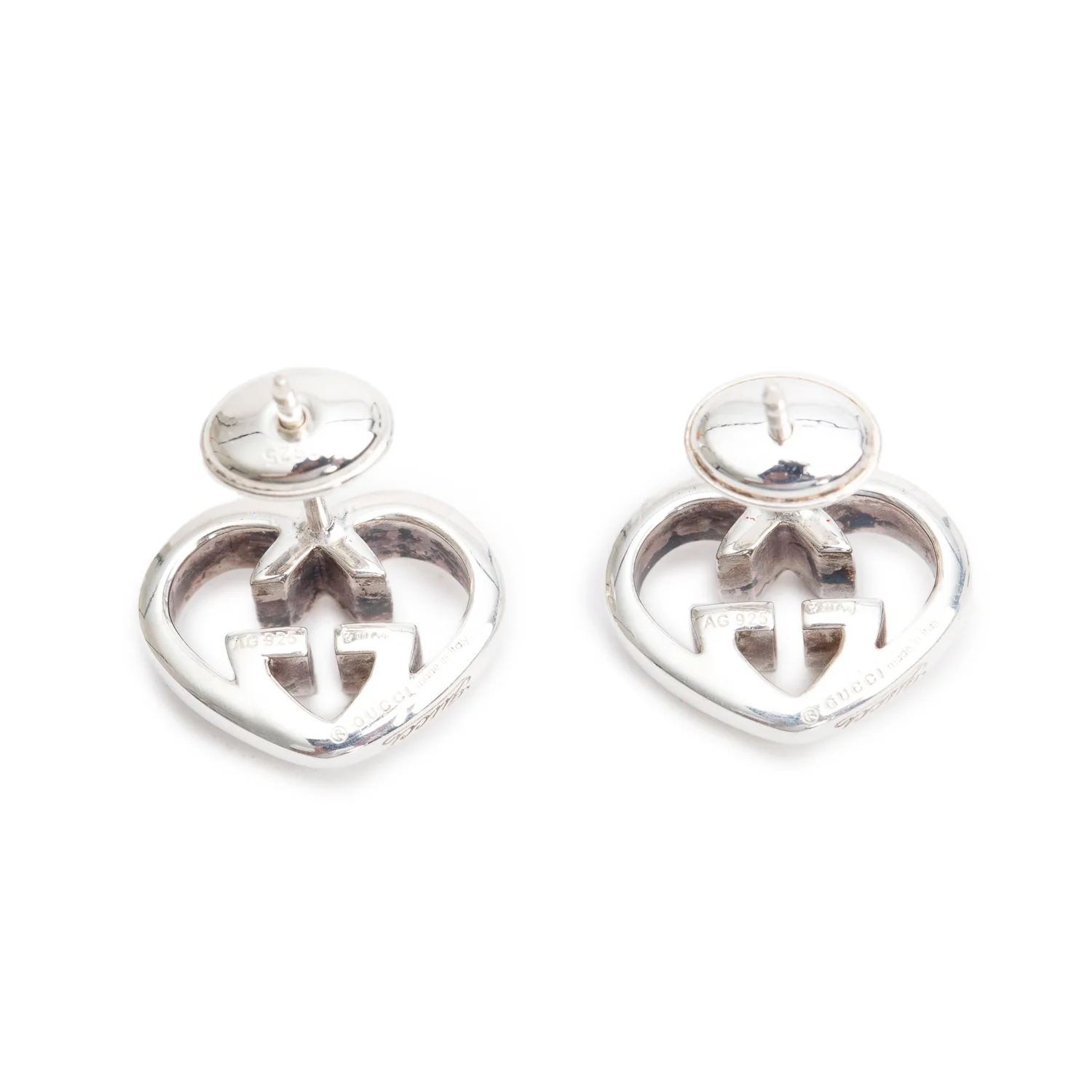Gucci Sterling Silver Love Britt Heart Stud Earrings - Image 2