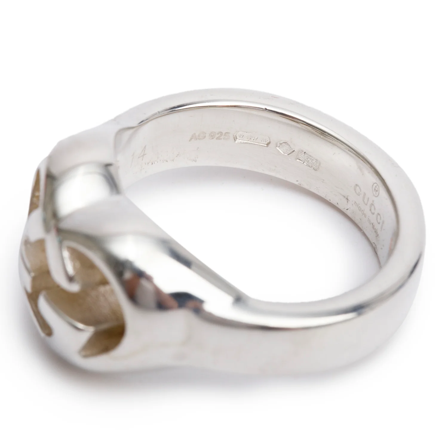 Gucci Sterling Silver Love Britt Interlocking G Heart Ring, Size 14 6.75 - Image 4