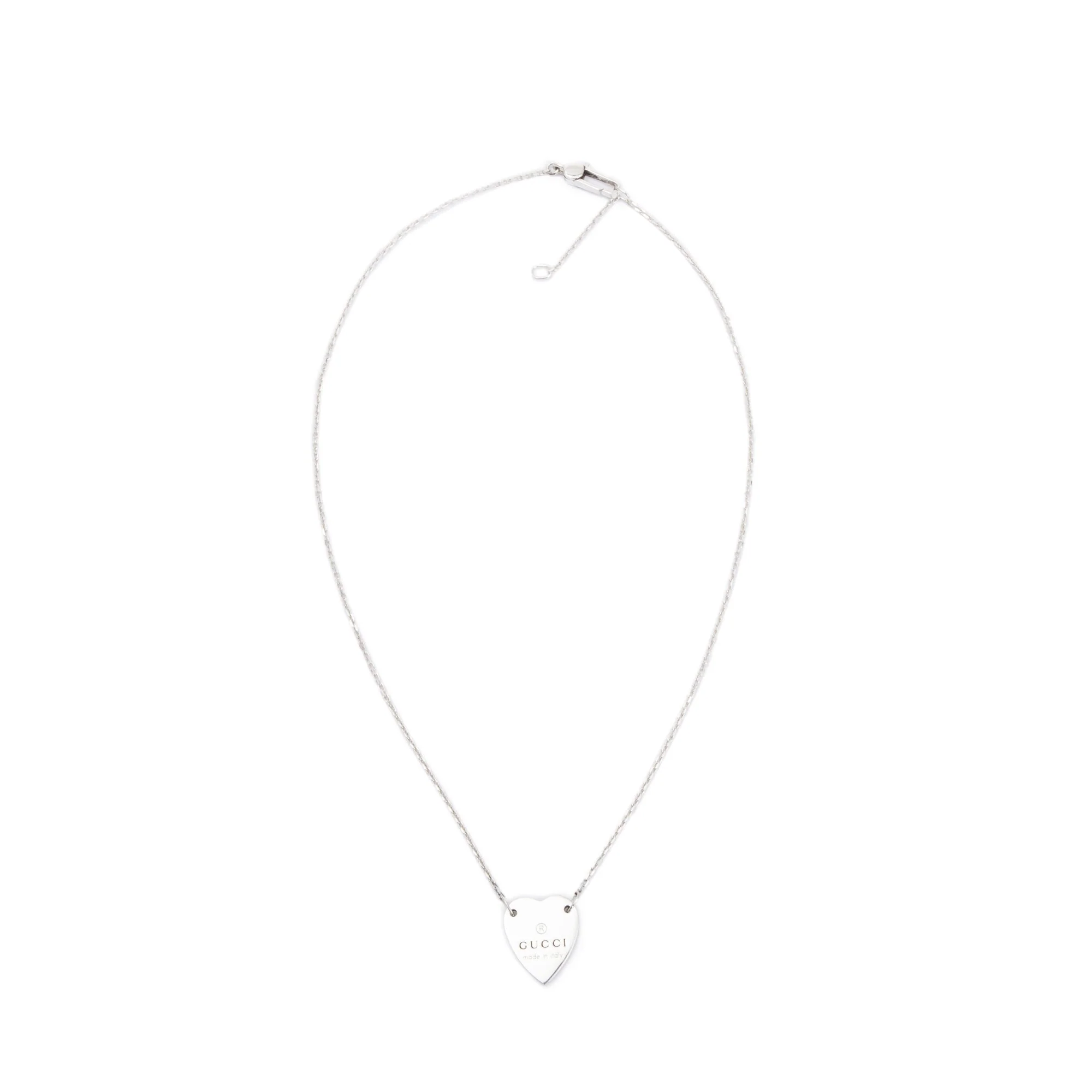 Gucci Sterling Silver Trademark Heart Pendant Necklace