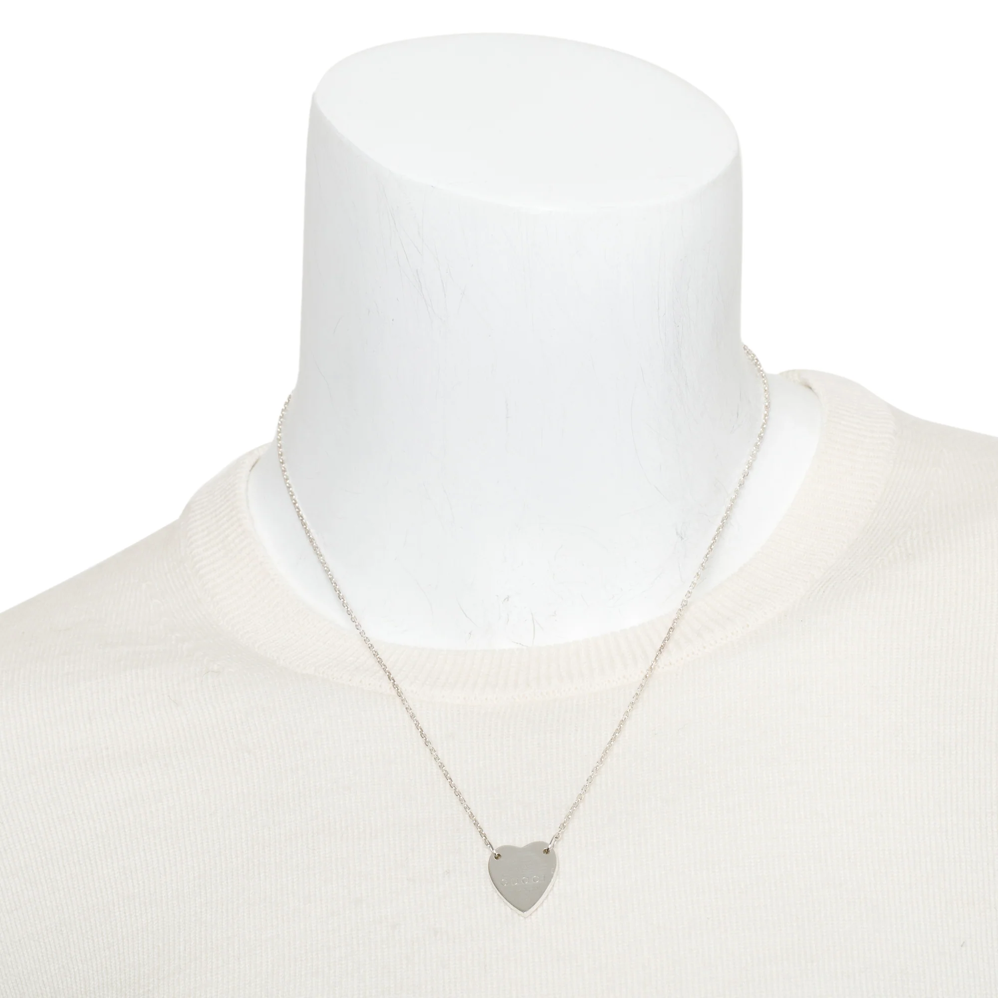 Gucci Sterling Silver Trademark Heart Pendant Necklace - Image 5