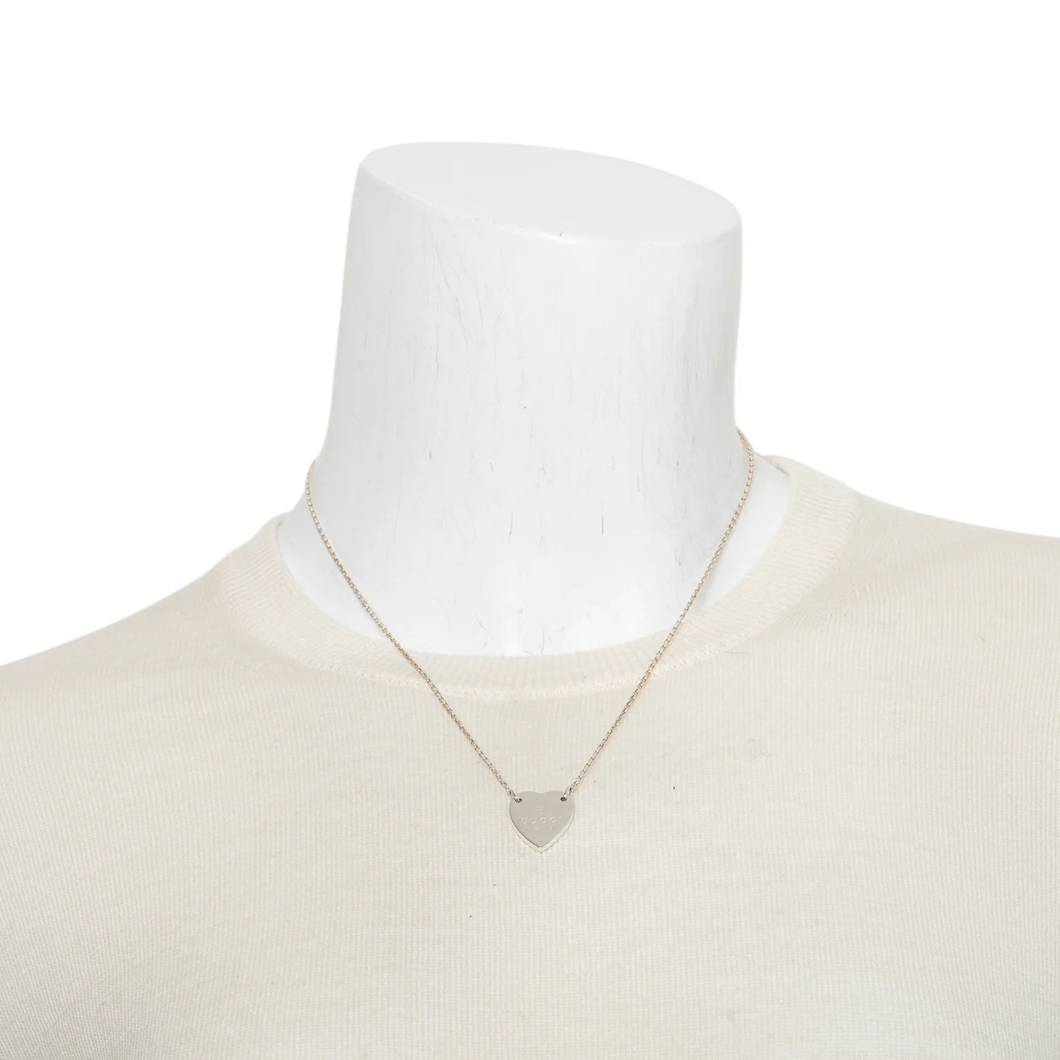 Gucci Sterling Silver Trademark Heart Pendant Necklace - Image 2