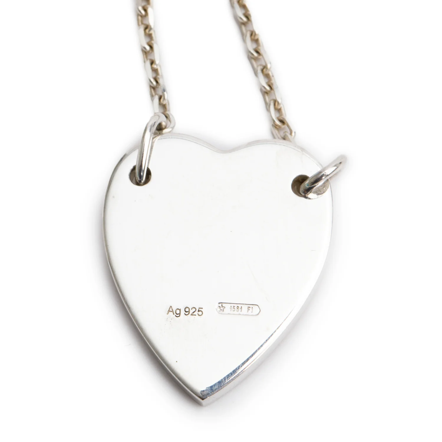 Gucci Sterling Silver Trademark Heart Pendant Necklace - Image 4