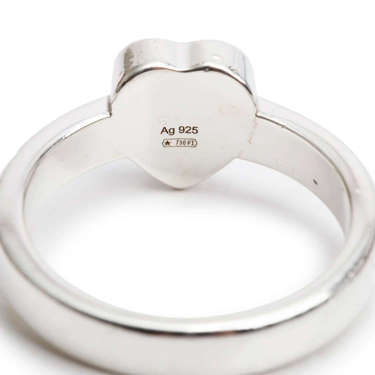 Gucci Sterling Silver Trademark Heart Ring, Size 18 8 - Image 2