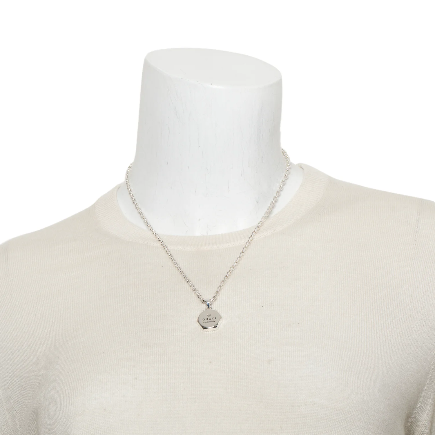 Gucci Sterling Silver Trademark Pendant Necklace w/ Box - Image 2