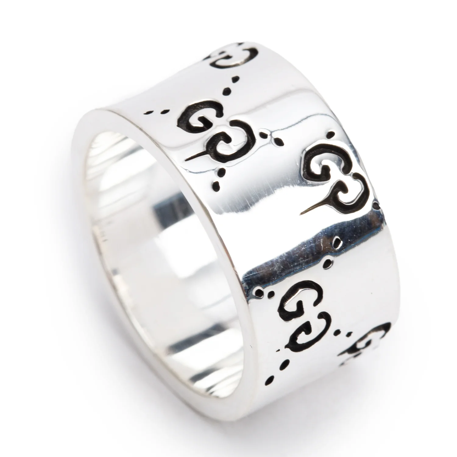 Gucci Sterling Silver Wide 11.5 MM Ghost Ring, Size 8.5 - Image 6