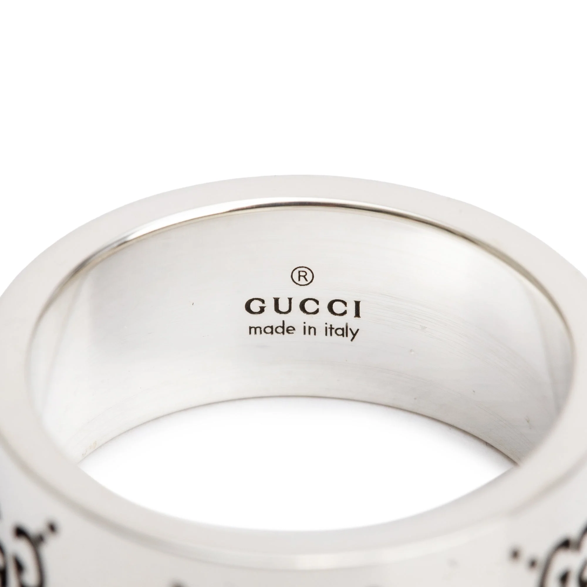 Gucci Sterling Silver Wide 9 MM Ghost Ring, Size 20 9 w/ Box - Image 3