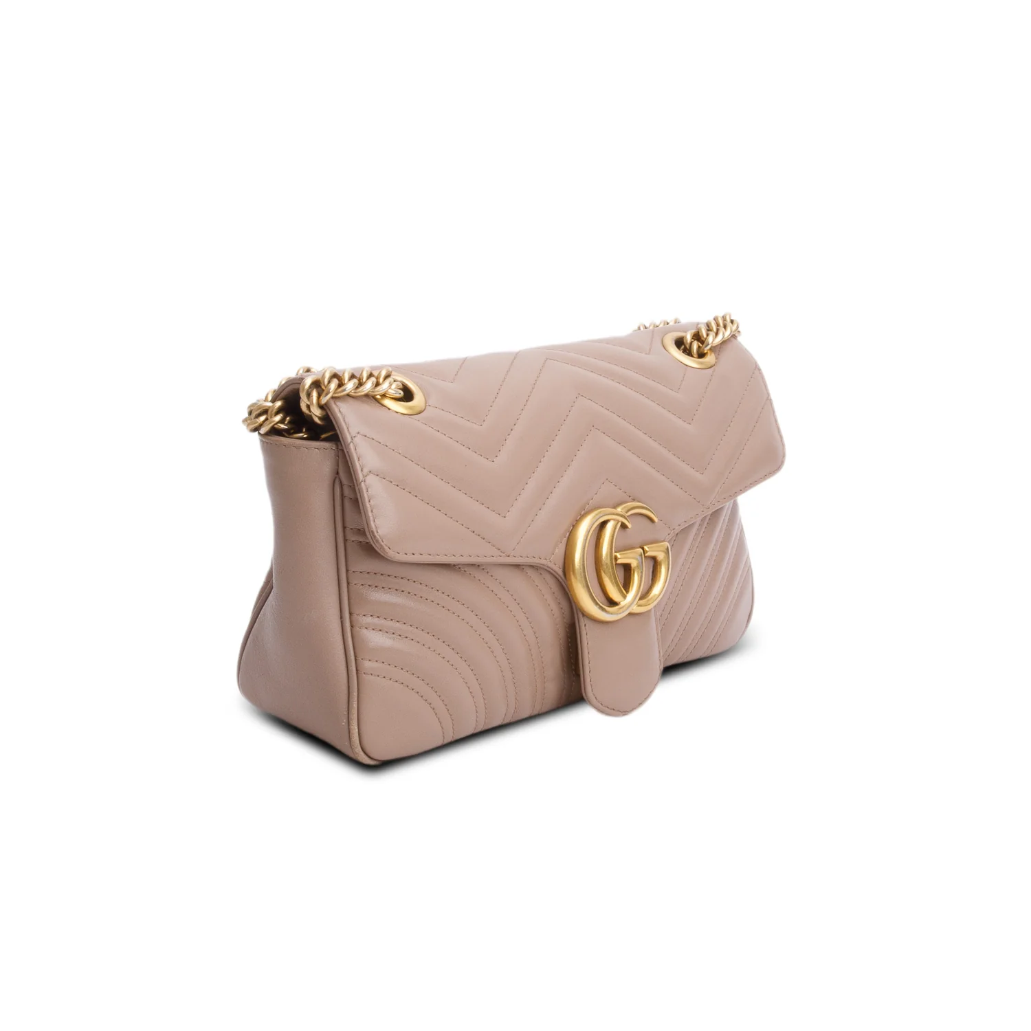 Gucci Taupe Leather GG Marmont Small Shoulder Bag - Image 4