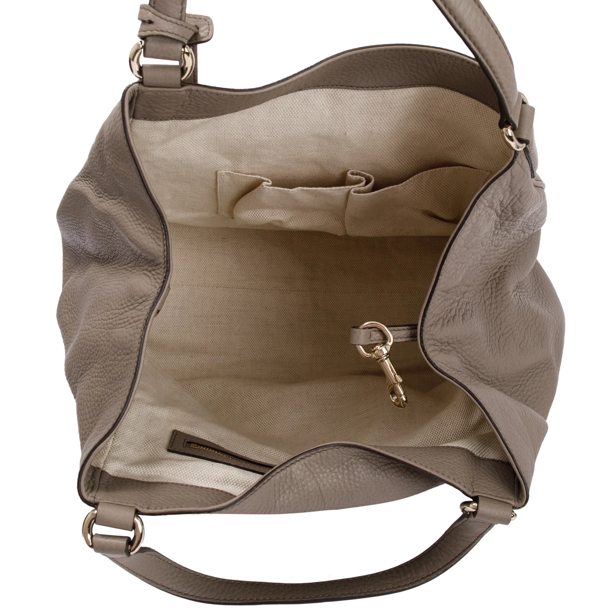 Gucci Taupe Pebbled Calfskin Leather Medium Soho Tote - Image 9