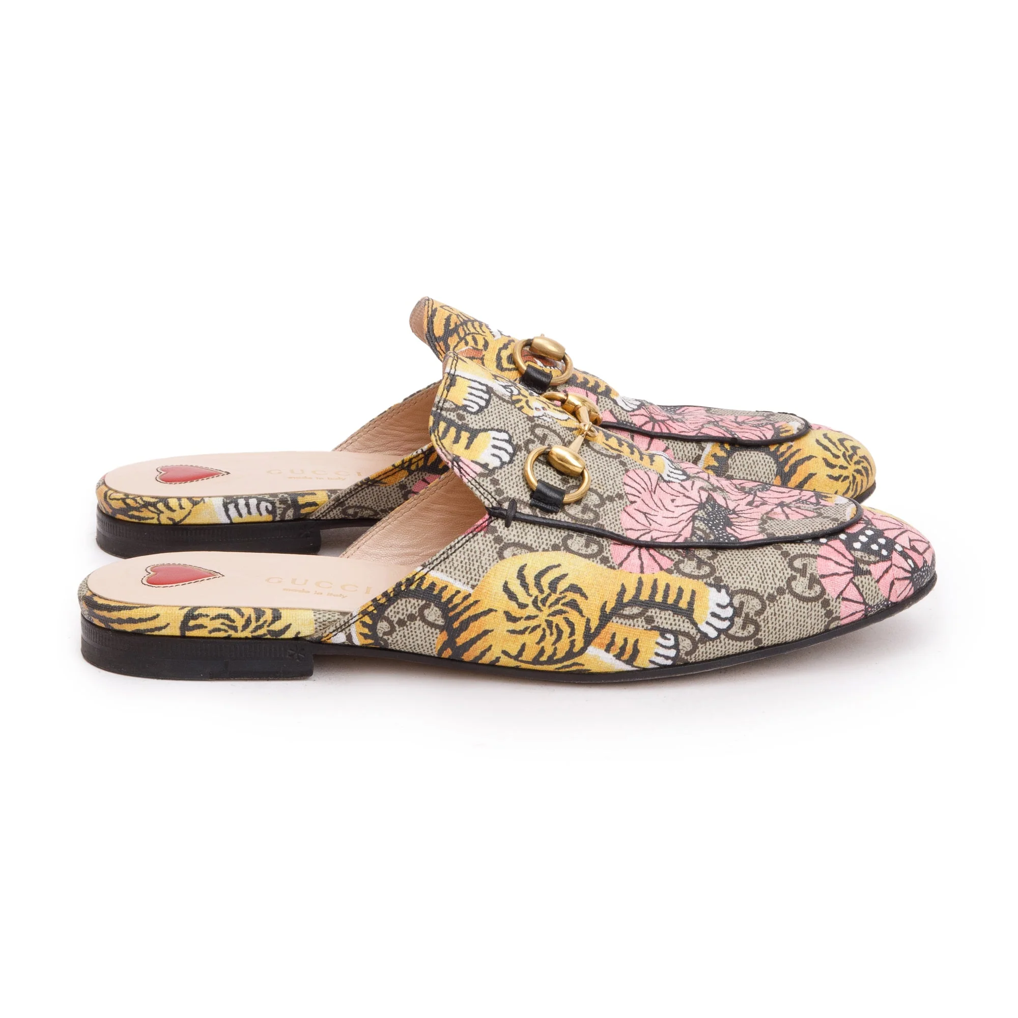 Gucci Tiger Print GG Supreme Horsebit Mules, Size 36 - Image 4