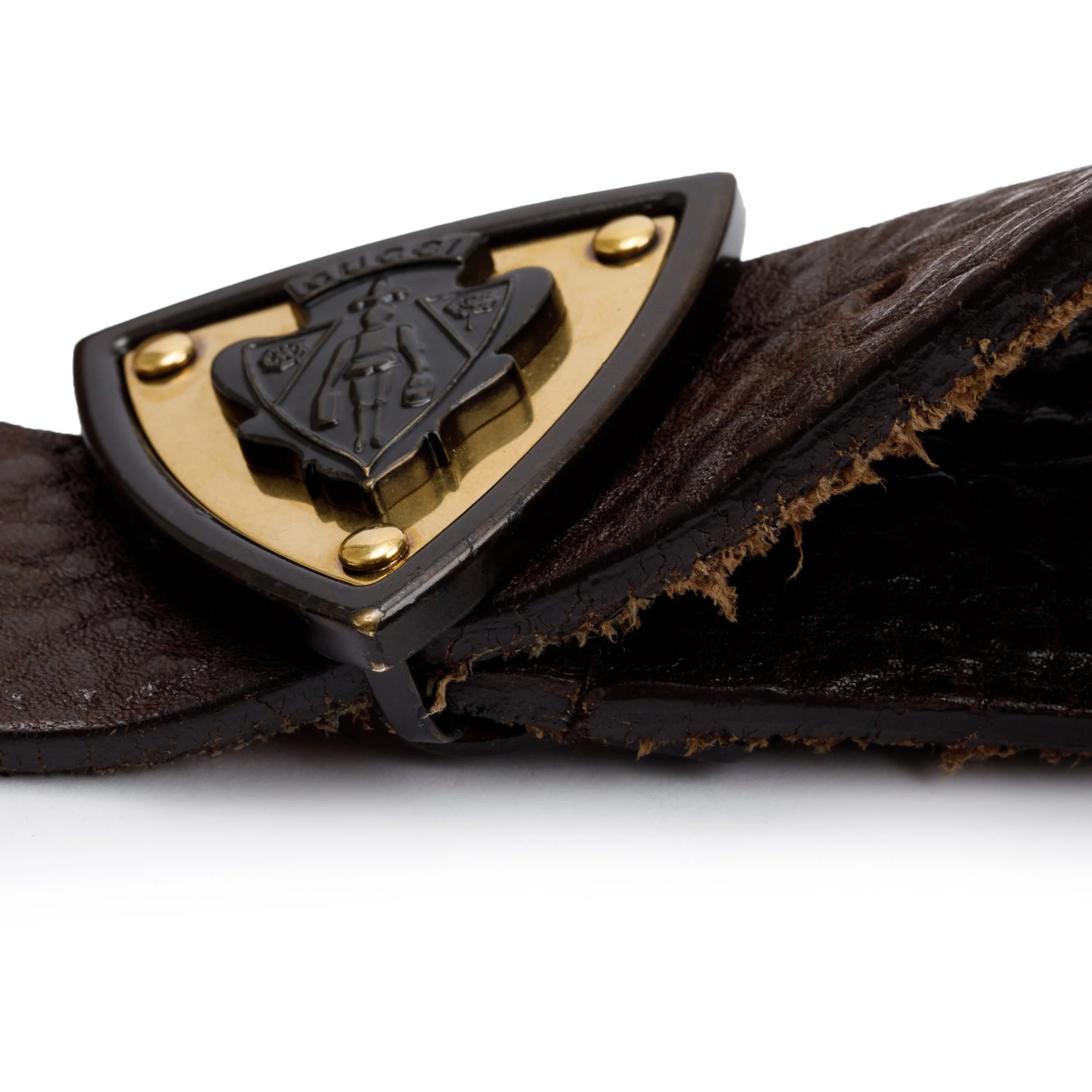 Gucci Triangle Hysteria Crest Buckle Brown Leather Belt 85 34 - Image 2