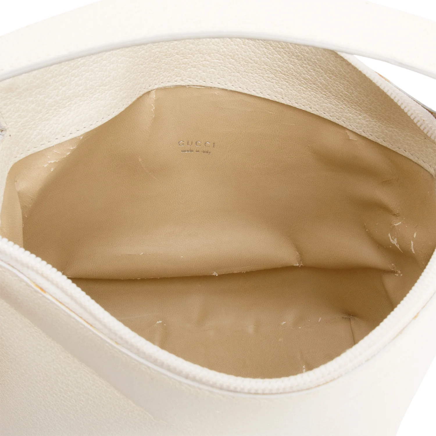 Gucci Vintage Cream Leather Top Handle Bag - Image 6