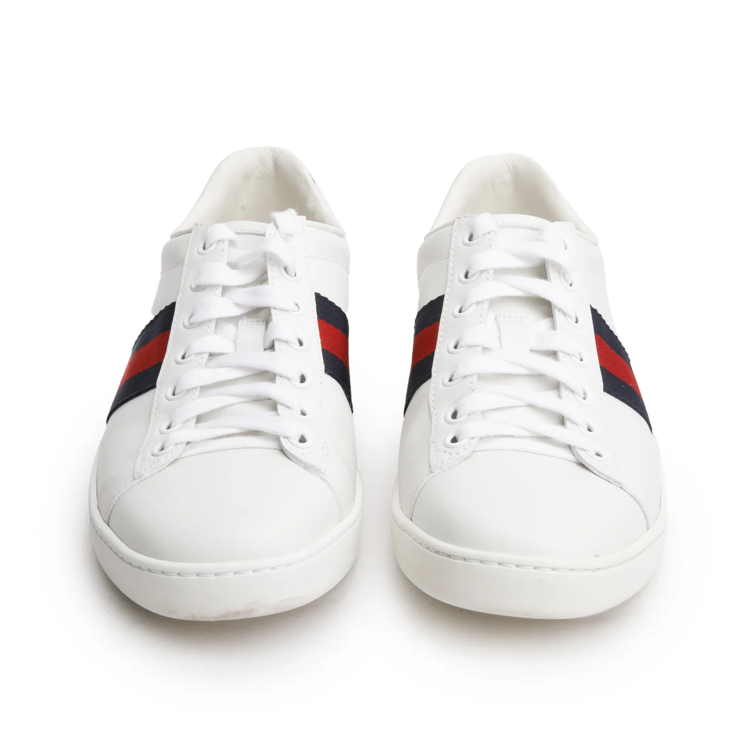 Gucci White Calfskin Ayers Web Ace Sneakers, Size 38 w/ Box - Image 3