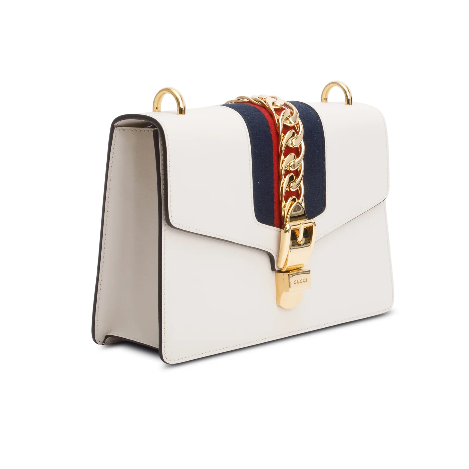 Gucci White Calfskin Leather Small Sylvie Shoulder Bag w/ Straps - Image 3