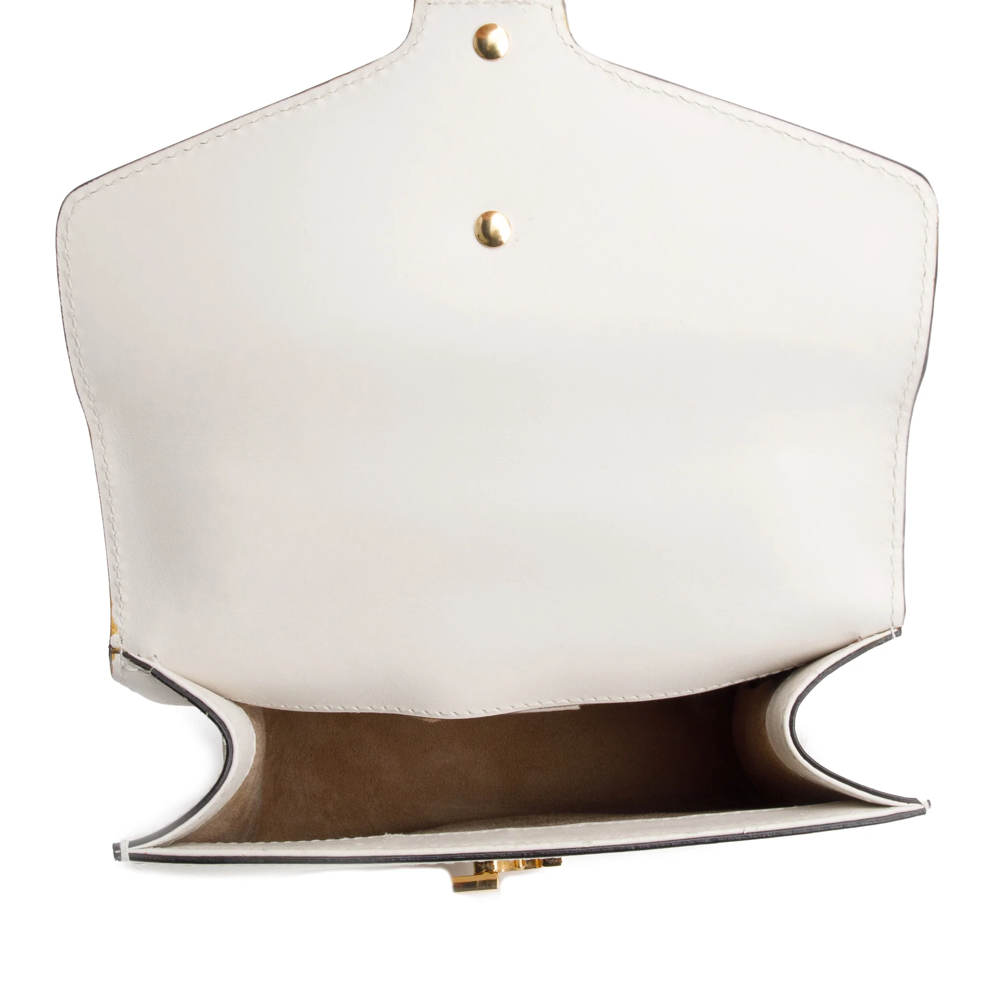 Gucci White Calfskin Leather Web Mini Sylvie Chain Shoulder Bag - Image 8