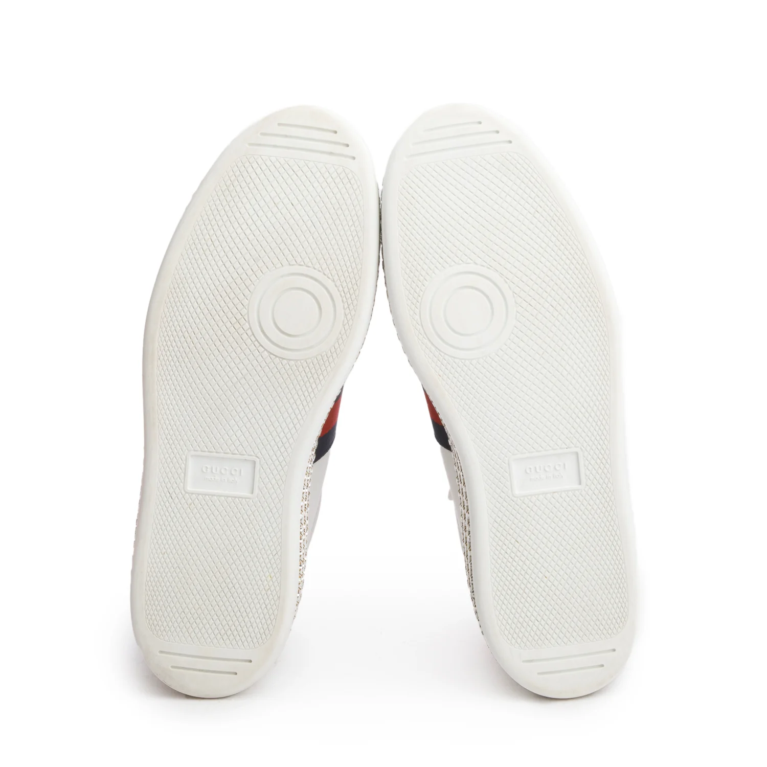 Gucci White Calfskin Web Bee Embroidered Crystal Platform Ace Sneakers, Size 41 w/ Box - Image 6