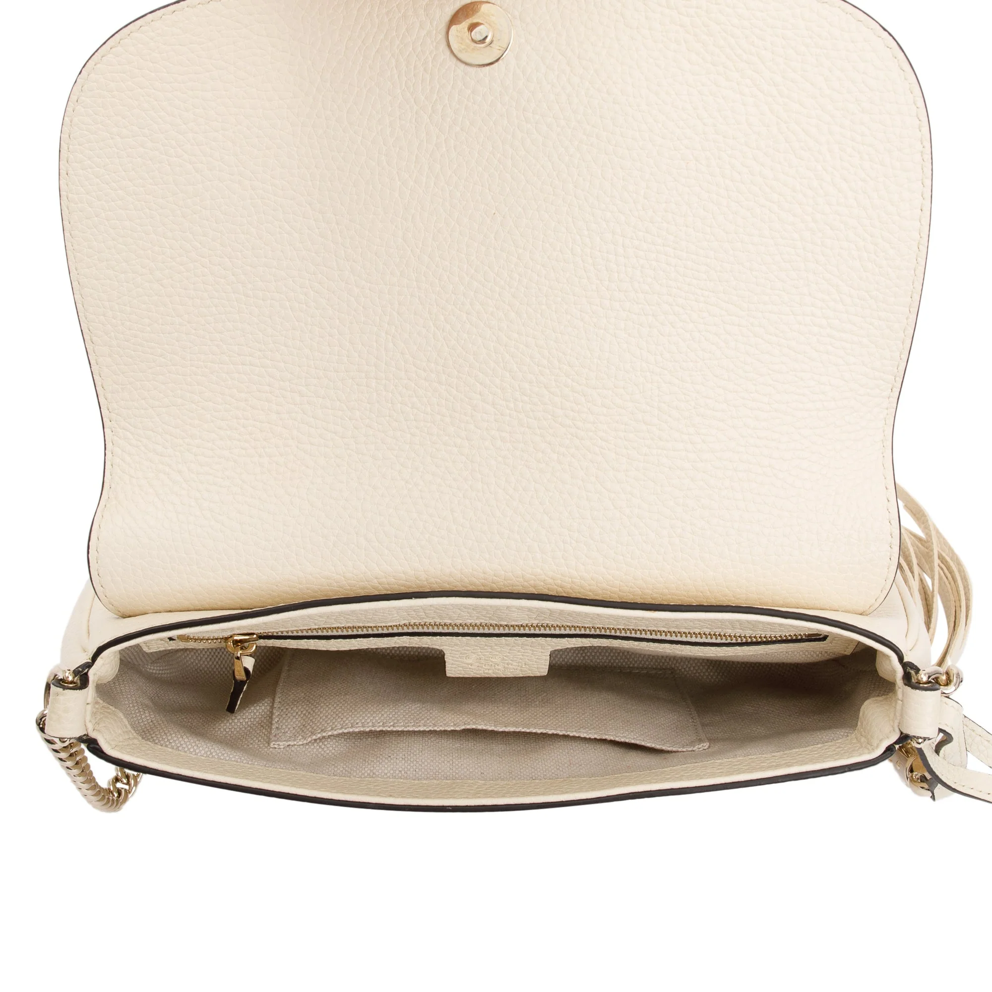 Gucci White Grained Calfskin Leather Medium Soho Chain Crossbody Bag w/ Box - Image 13
