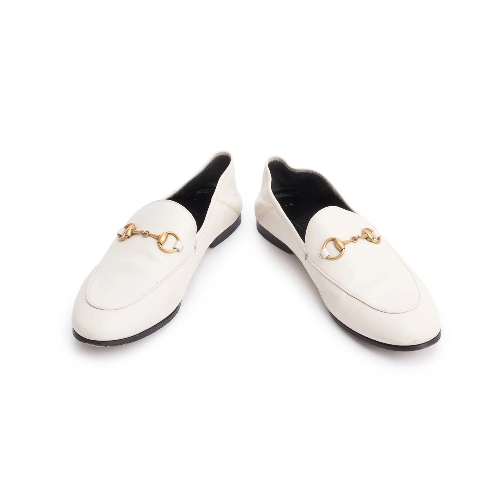 Gucci White Leather Brixston Loafers, Size 36.5 - Image 3