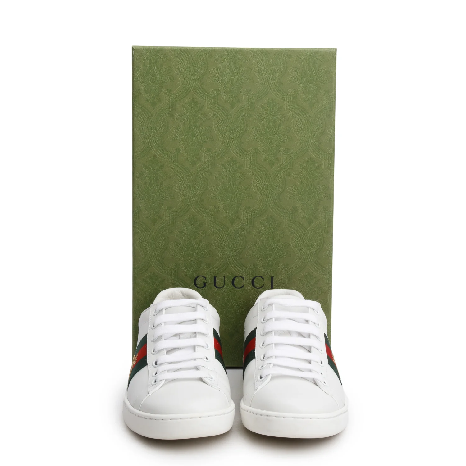 Gucci White Leather Embroidered Web Bee Ace Sneakers, Women's Size 36 w/ Box - Image 2
