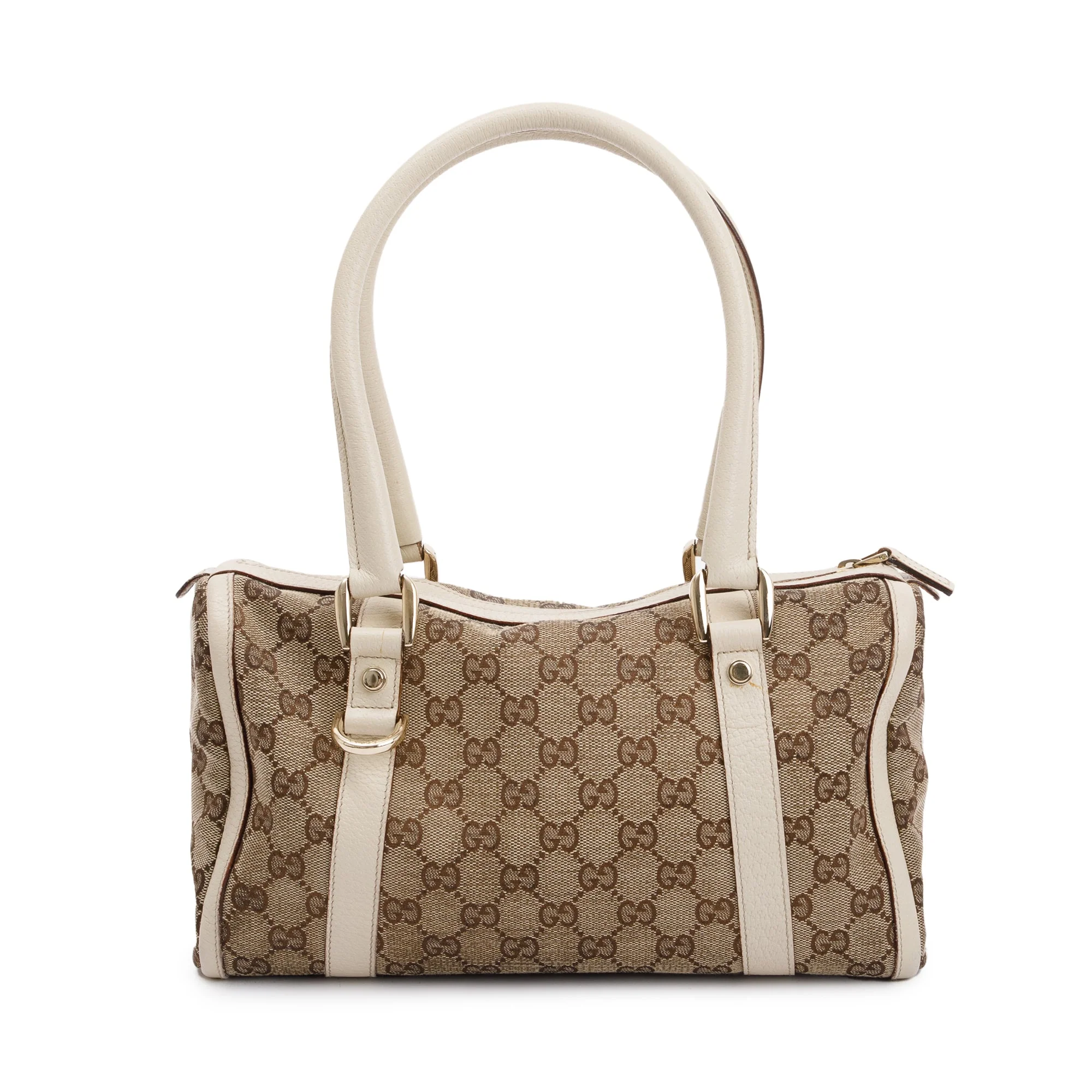 Gucci White Leather Trim GG Canvas Small Abbey Boston Bag - Image 3