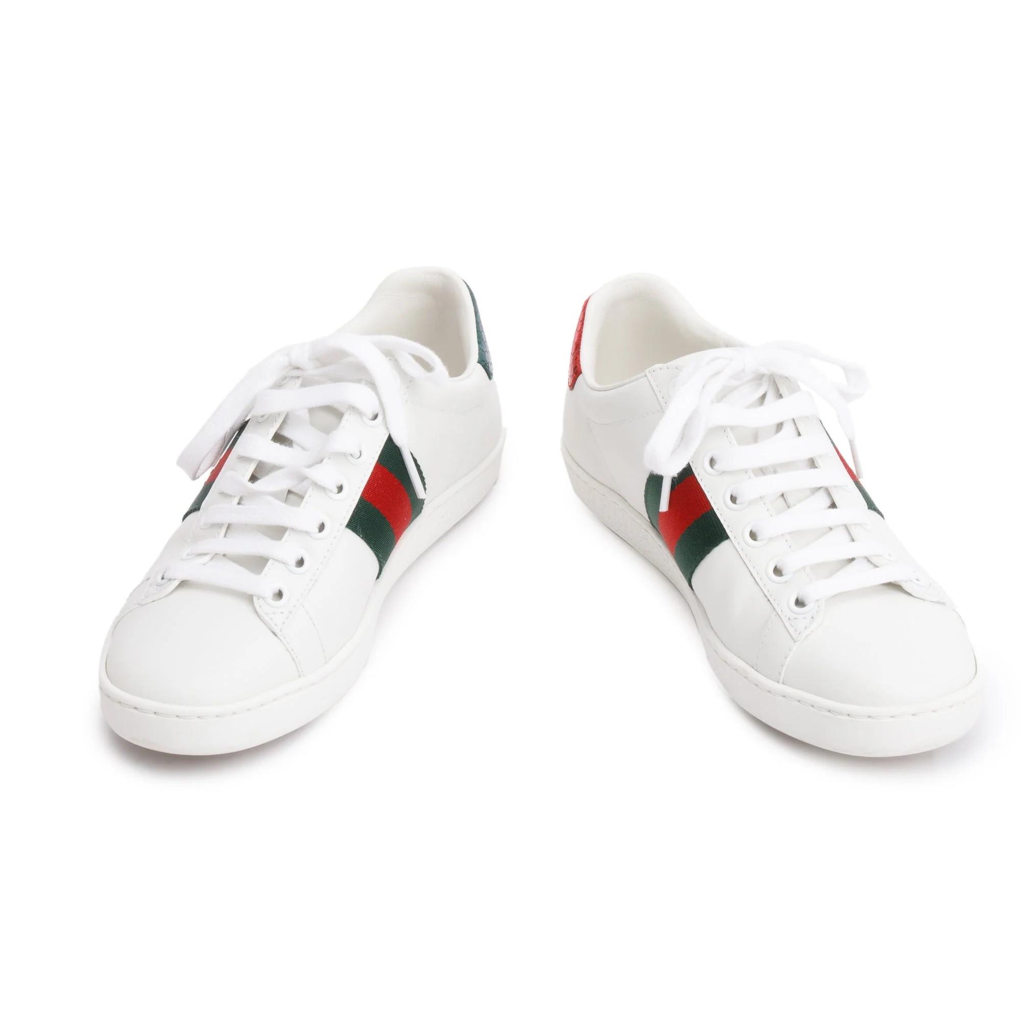Gucci White Leather Web Ace Sneakers, Size 34 w/ Box - Image 4