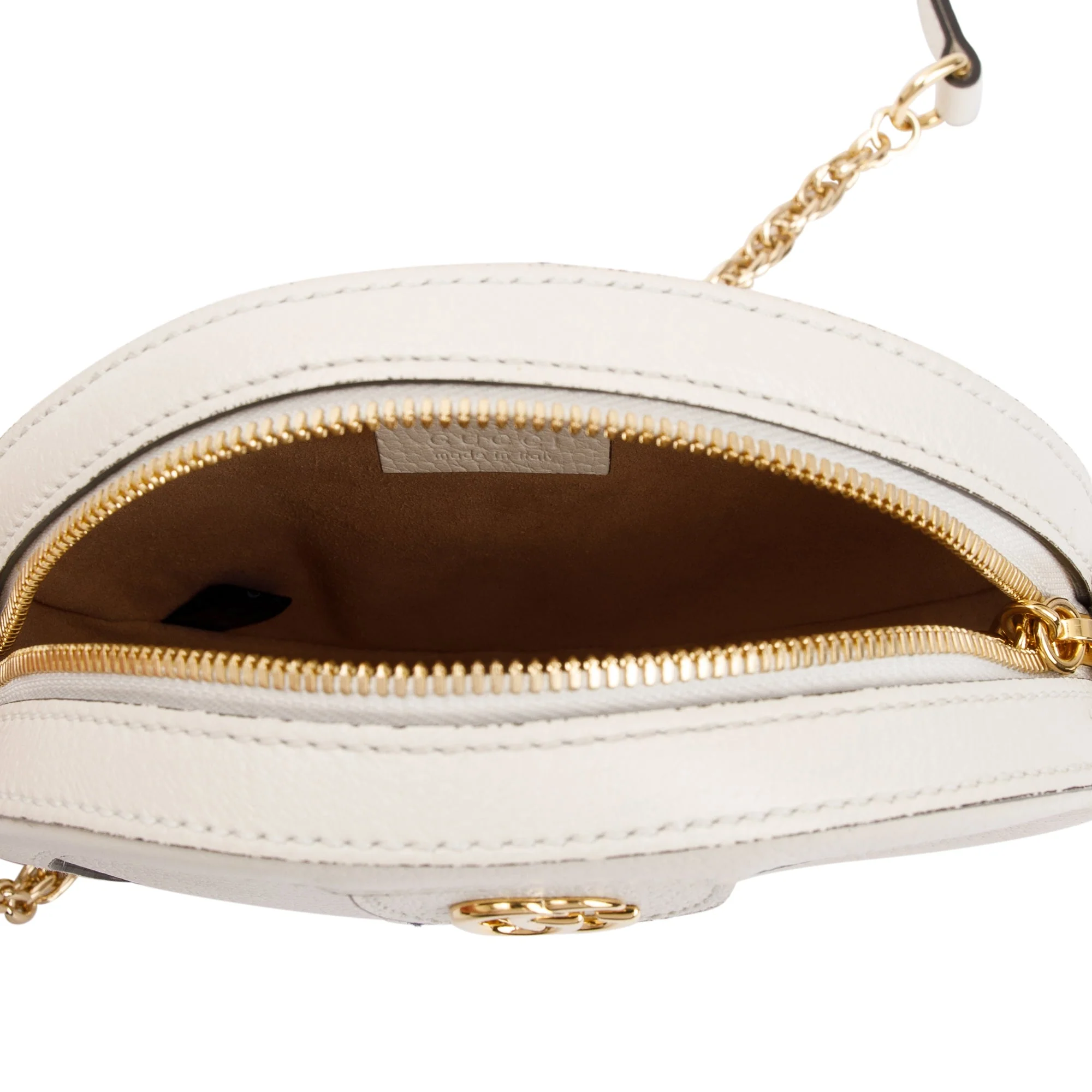 Gucci White Leather Web Ophidia Mini Round Shoulder Bag - Image 13