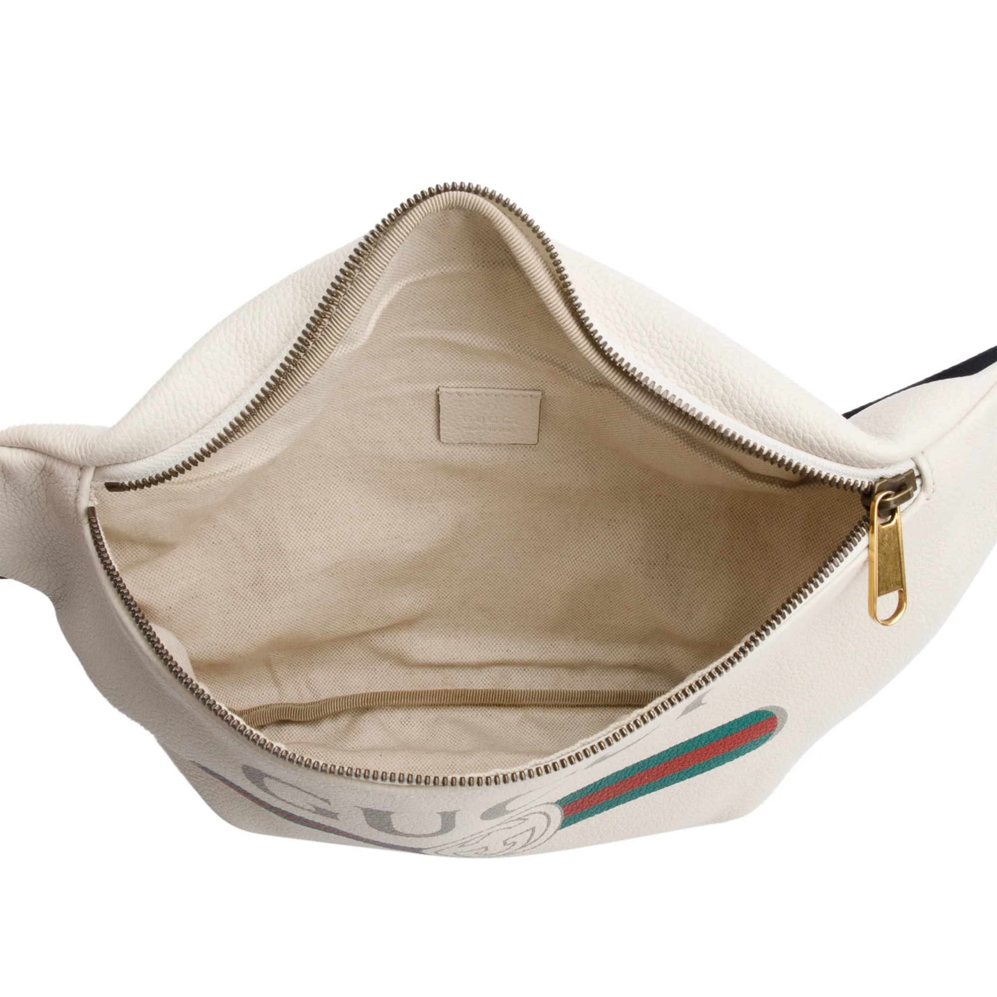Gucci White Logo Print Calfskin Leather Large Belt Bag - Image 5