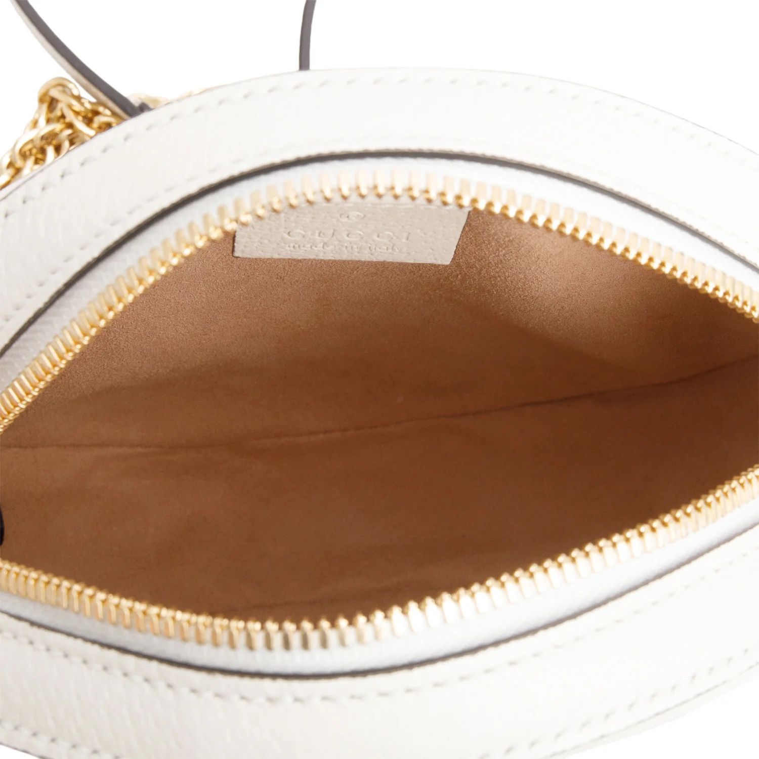 Gucci White Textured Calfskin Web Mini Ophidia Crossbody Bag - Image 9