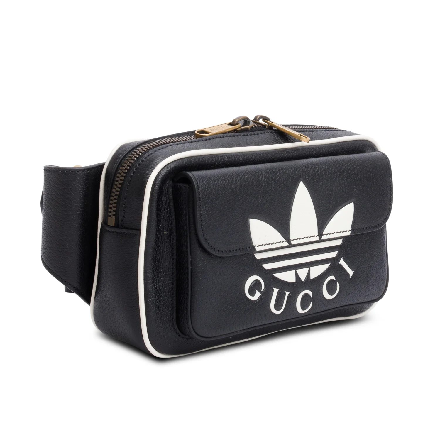 Gucci x Adidas Black Calfskin Leather Trefoil Logo Belt Bag - Image 2