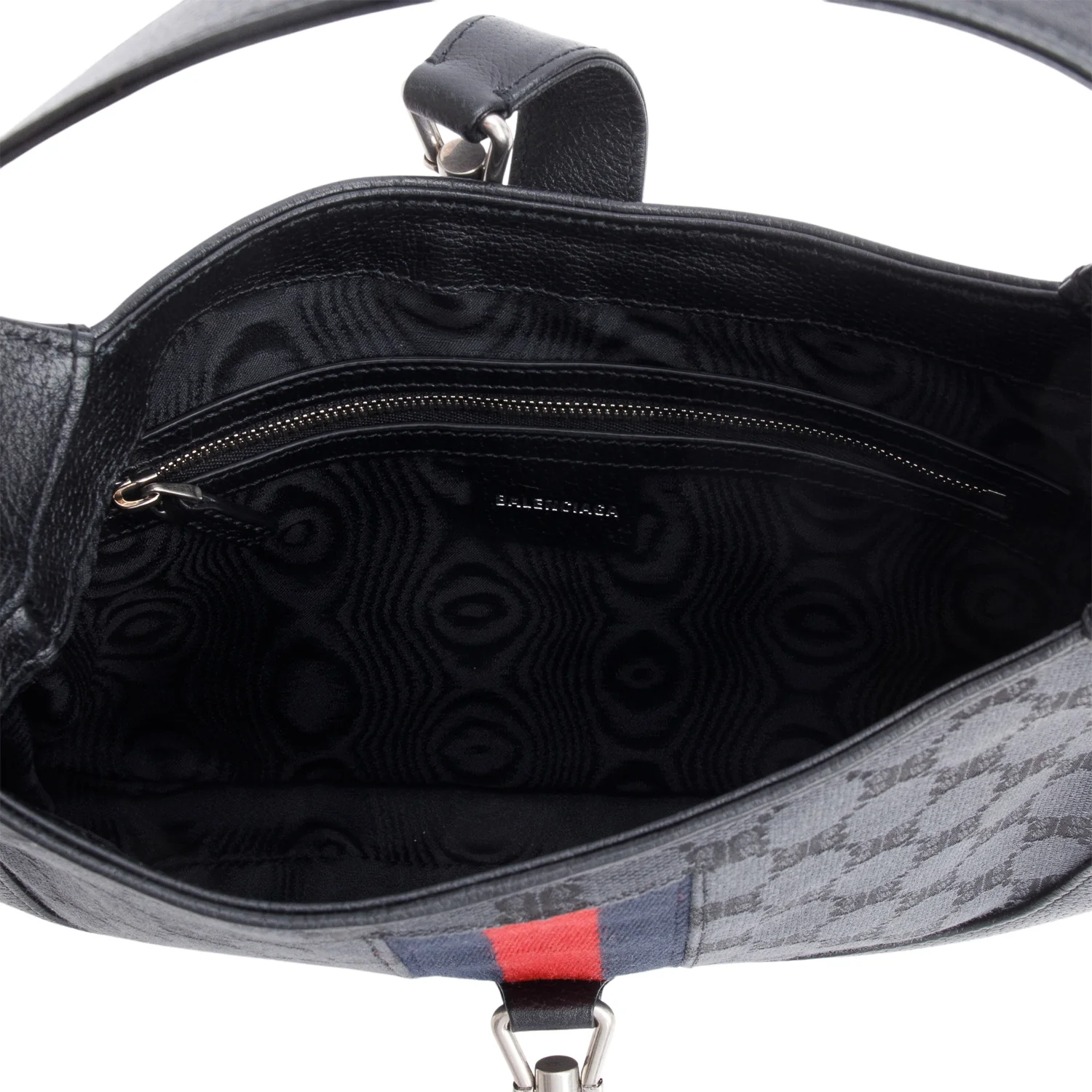 Gucci X Balenciaga BB Supreme Monogram Canvas & Black Calfskin Leather Web Small Jackie 1961 Hobo - Image 8