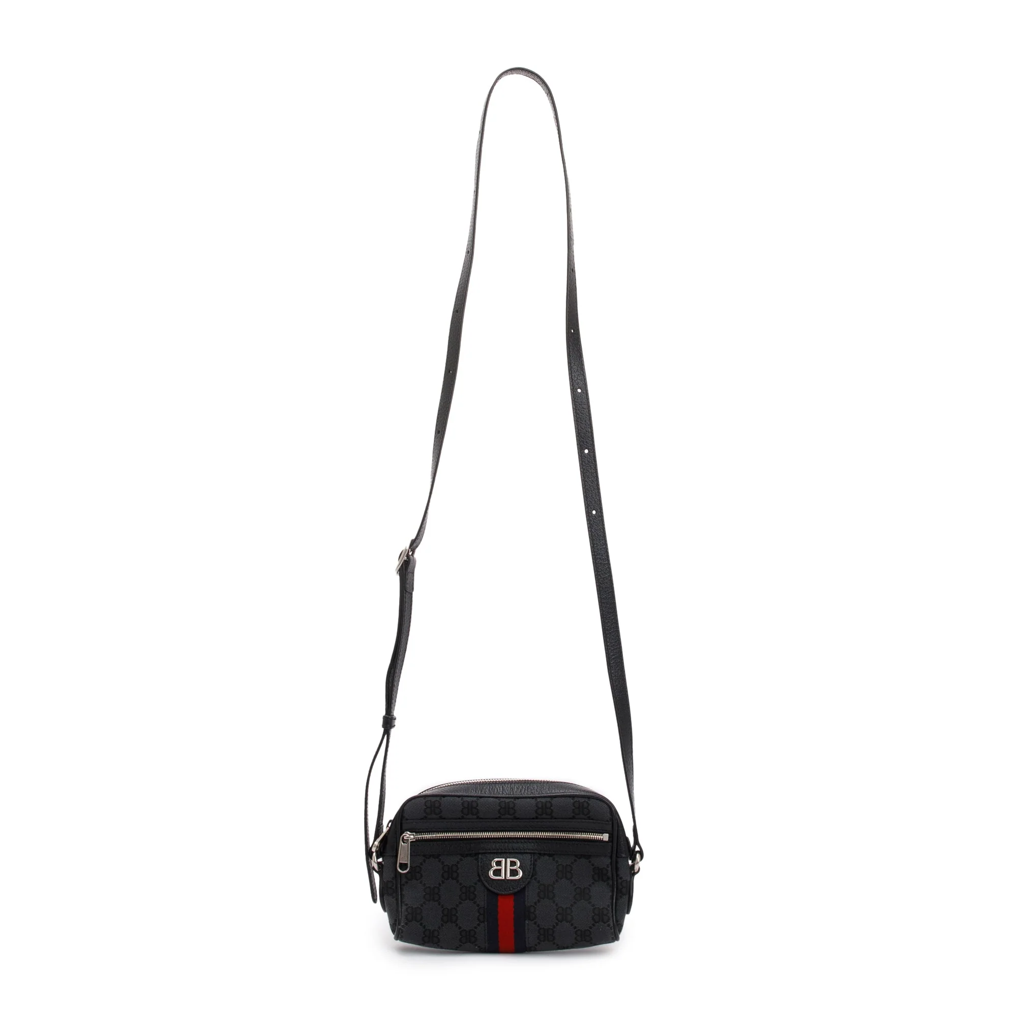 Gucci X Balenciaga The Hacker Project Black BB Canvas Web Mini Camera Bag w/ Box - Image 4