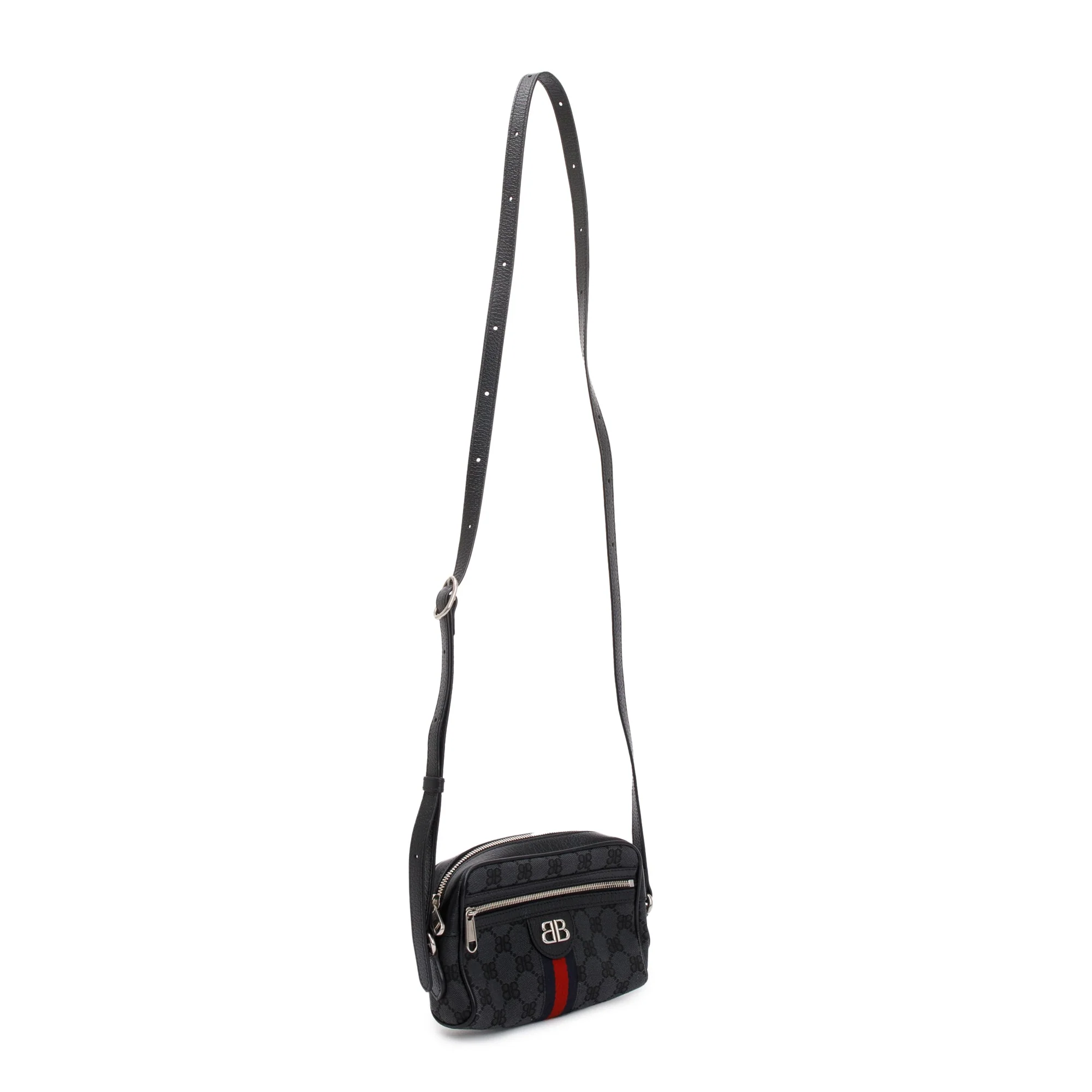 Gucci X Balenciaga The Hacker Project Black BB Canvas Web Mini Camera Bag w/ Box - Image 5