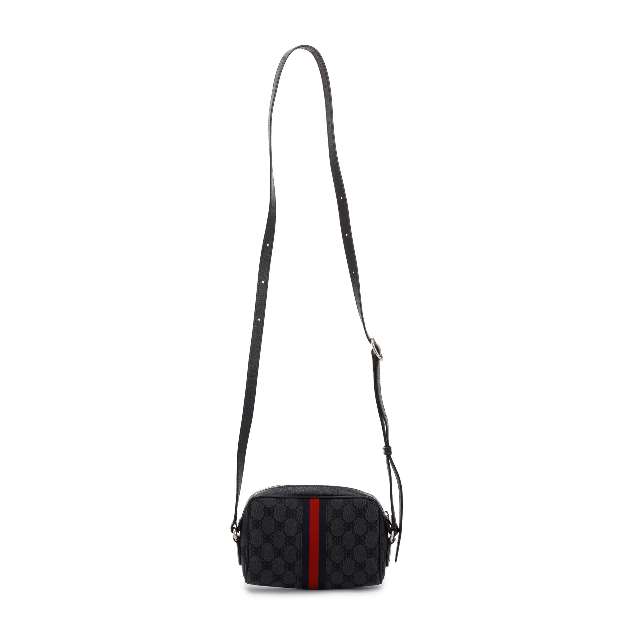 Gucci X Balenciaga The Hacker Project Black BB Canvas Web Mini Camera Bag w/ Box - Image 6