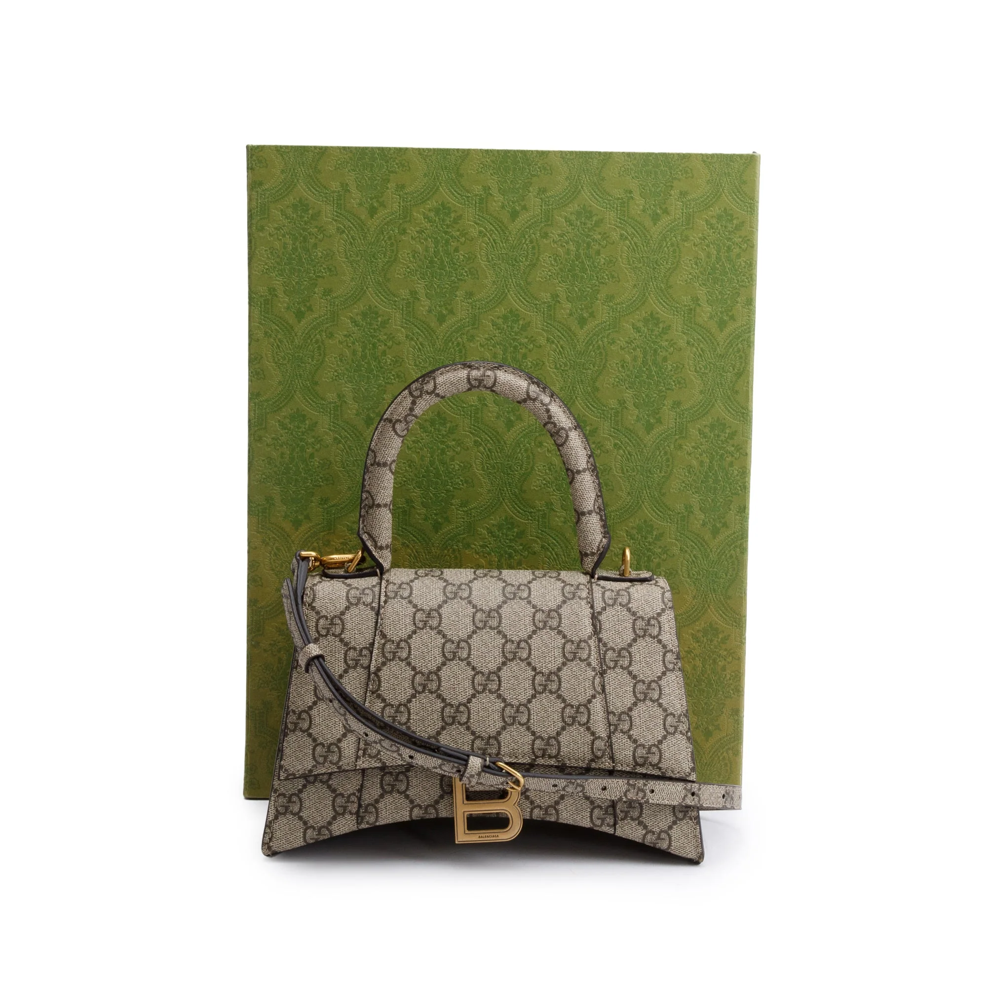 Gucci x Balenciaga The Hacker Project GG Supreme Small Hourglass Top Handle Bag w/ Strap & Box - Image 3