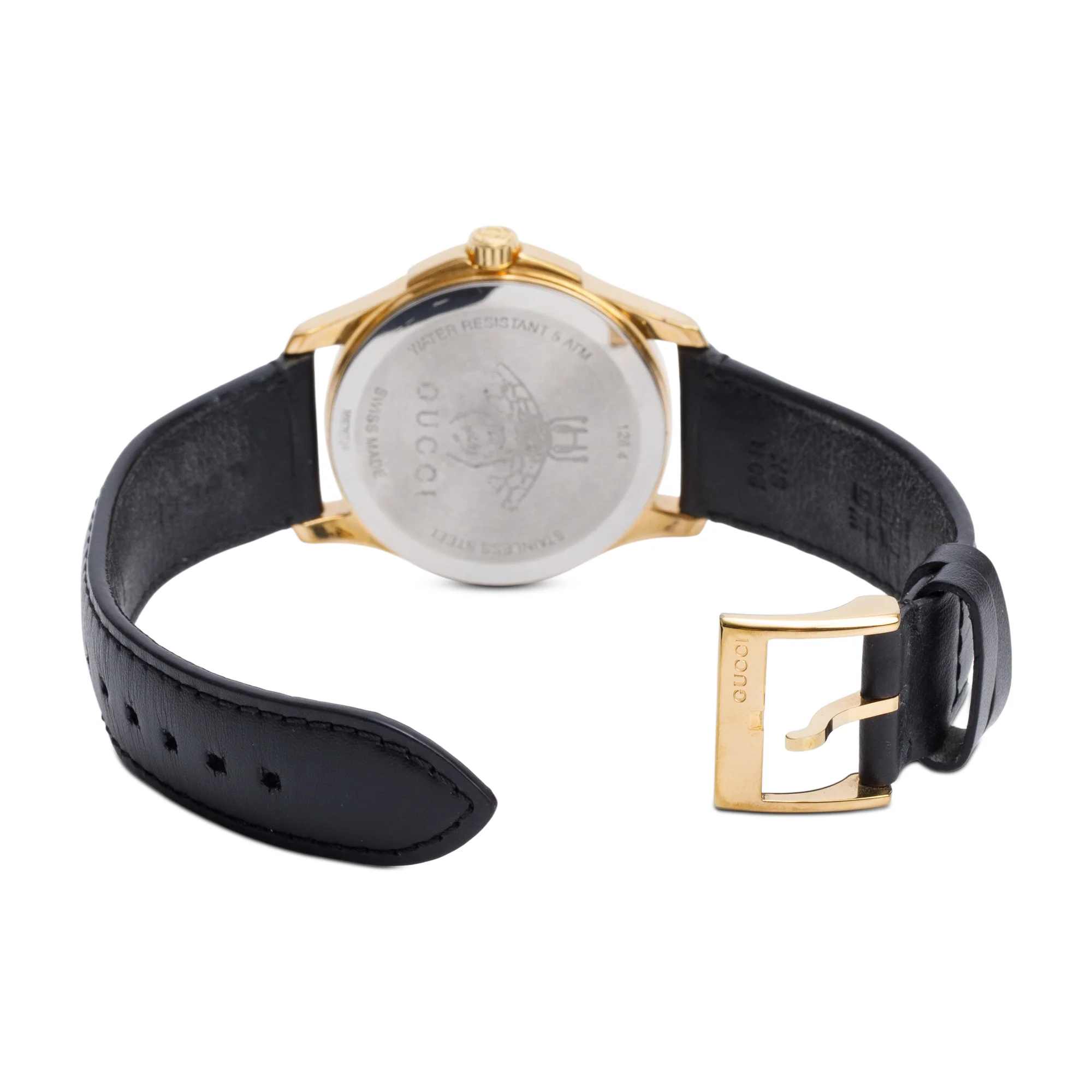 Gucci Yellow Gold Plated Stainless Steel G-Timeless 38 MM Quartz Watch Malachite Green Dial - Image 4