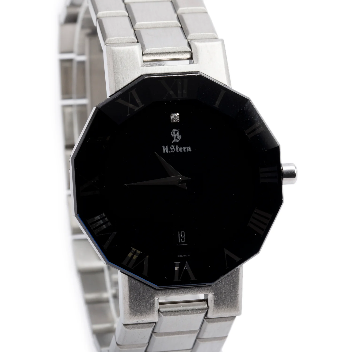 H.Stern Stainless Steel Sapphire Collection 34 MM Quartz Watch Black Diamond Dial - Image 2