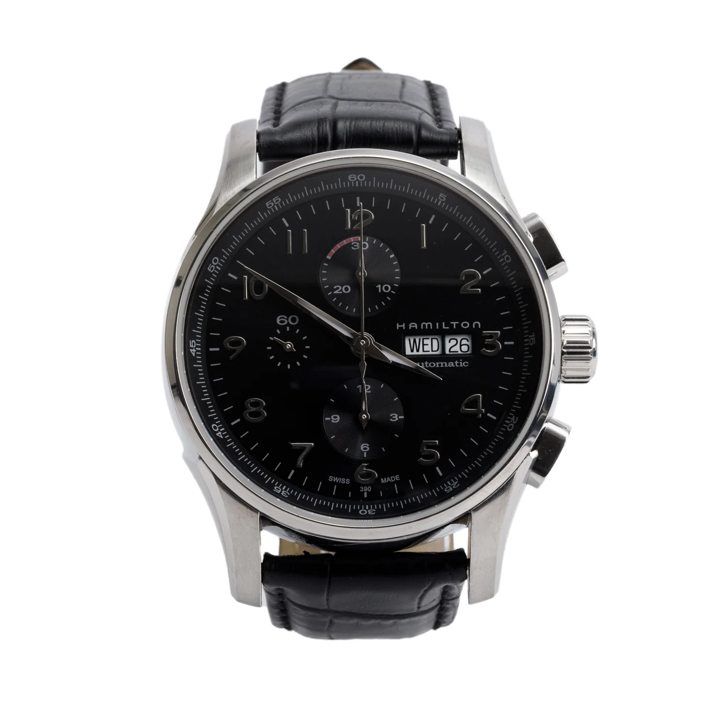 Hamilton Stainless Steel Jazzmaster Maestro 45 MM Automatic Chronograph Watch H327161 w/ Box