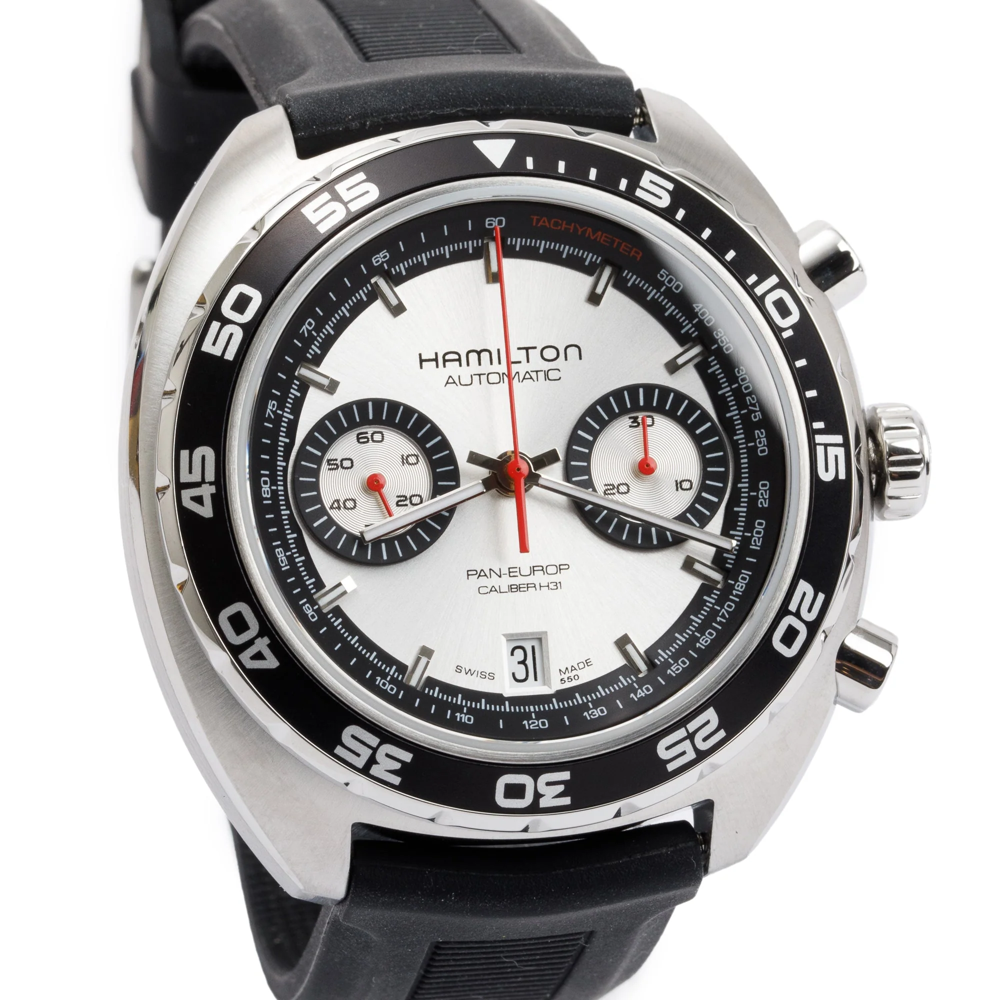 Hamilton Stainless Steel Pan Europ Automatic Chronograph 45 MM Watch w/ Box, Papers, Extra Straps - Image 3