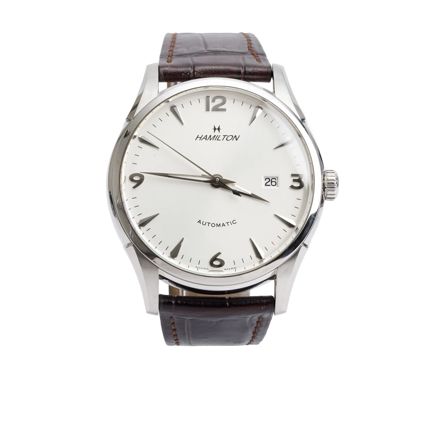 Hamilton Stainless Steel Thin O Matic 42 MM Automatic Watch Silver Dial H387150