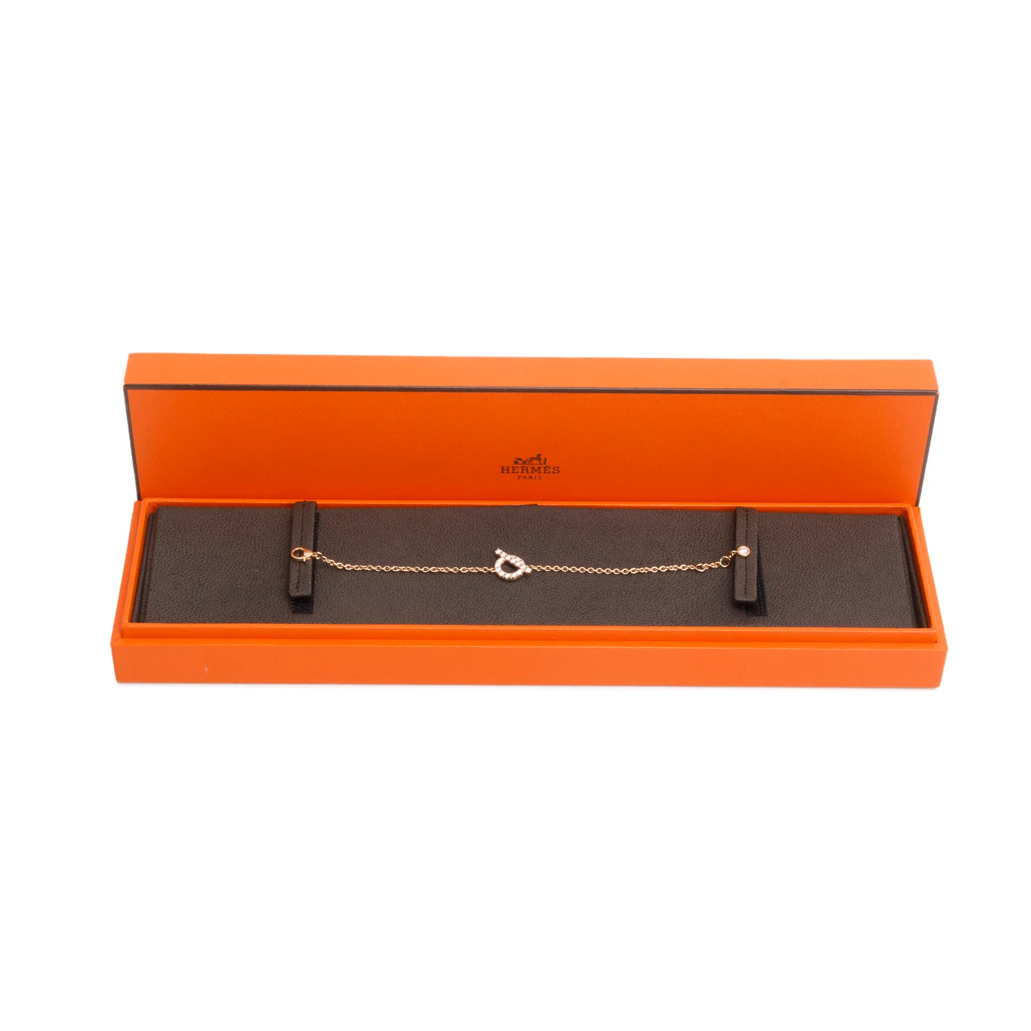 Hermes 18k Rose Gold Diamond Finesse Bracelet w/ Box - Image 2