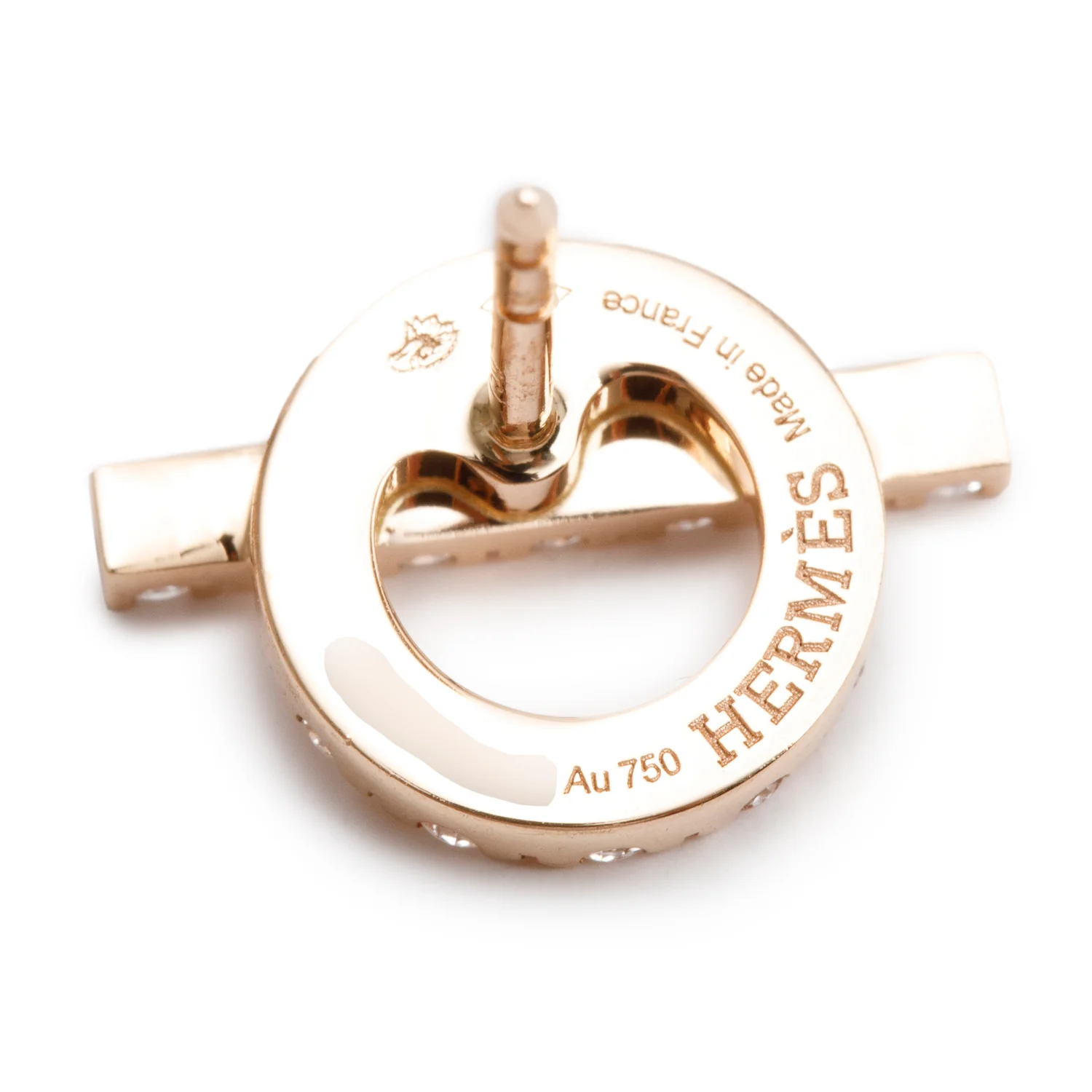 Hermes 18k Rose Gold Diamond Finesse Earrings - Image 2