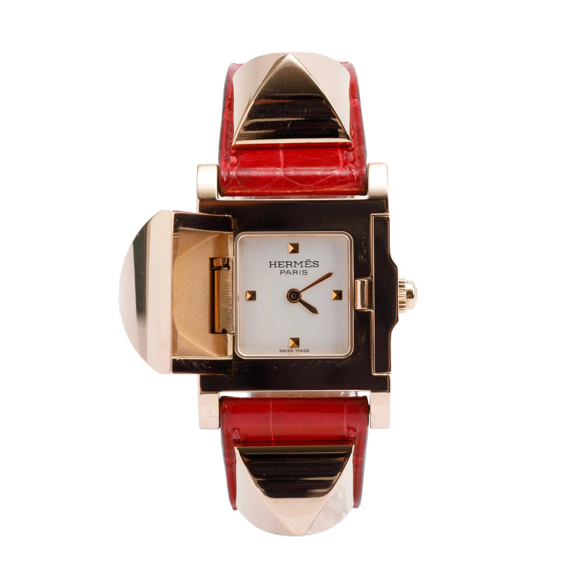 Hermes 18k Rose Gold Medor Watch w/ Box