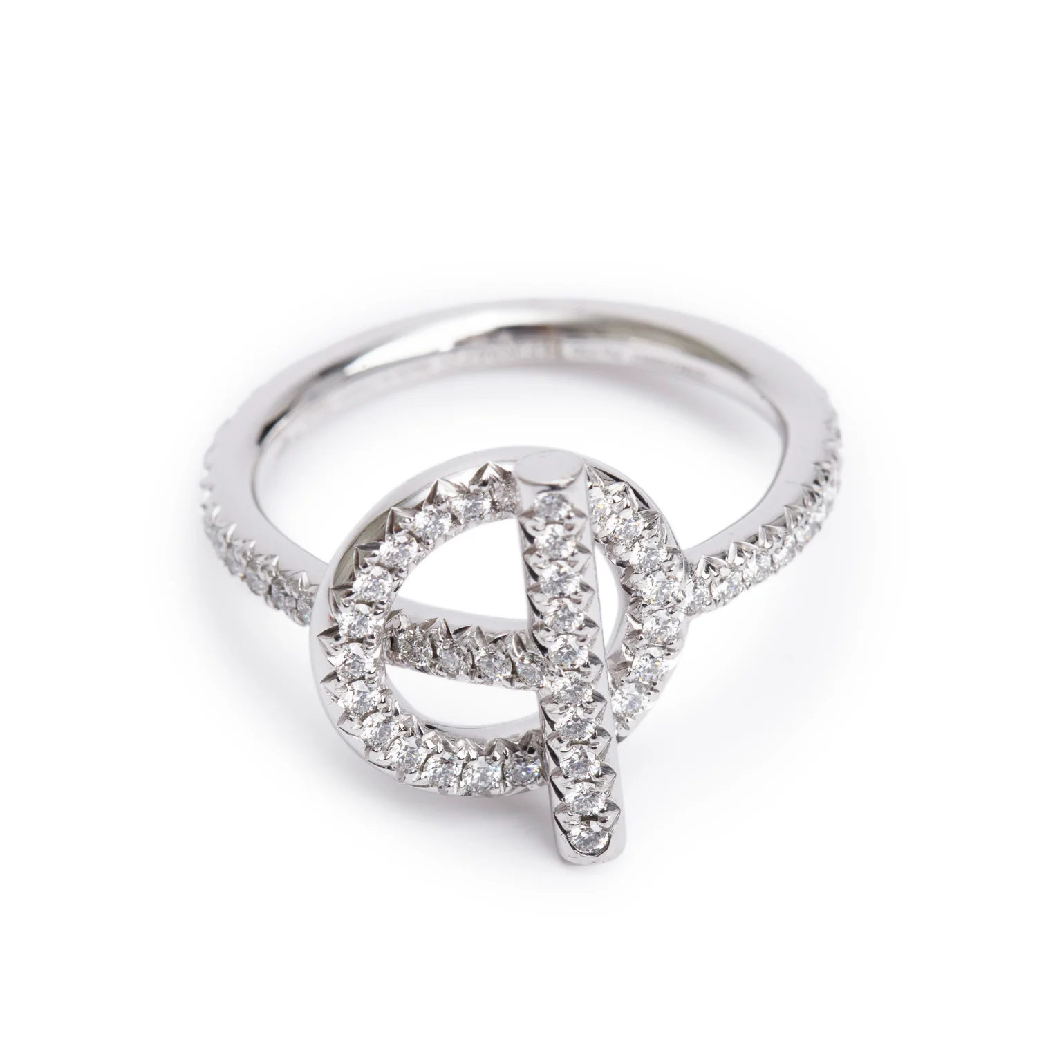 Hermes 18k White Gold Diamond Echappee Ring, Small Model, Size 52 6.0 w/ Box - Image 3