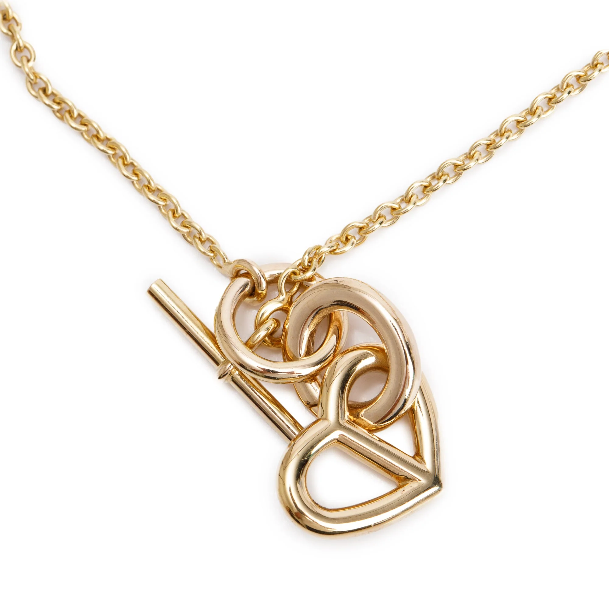 Hermes 18k Yellow Gold Chaine D'Ancre Heart Toggle Necklace - Image 3