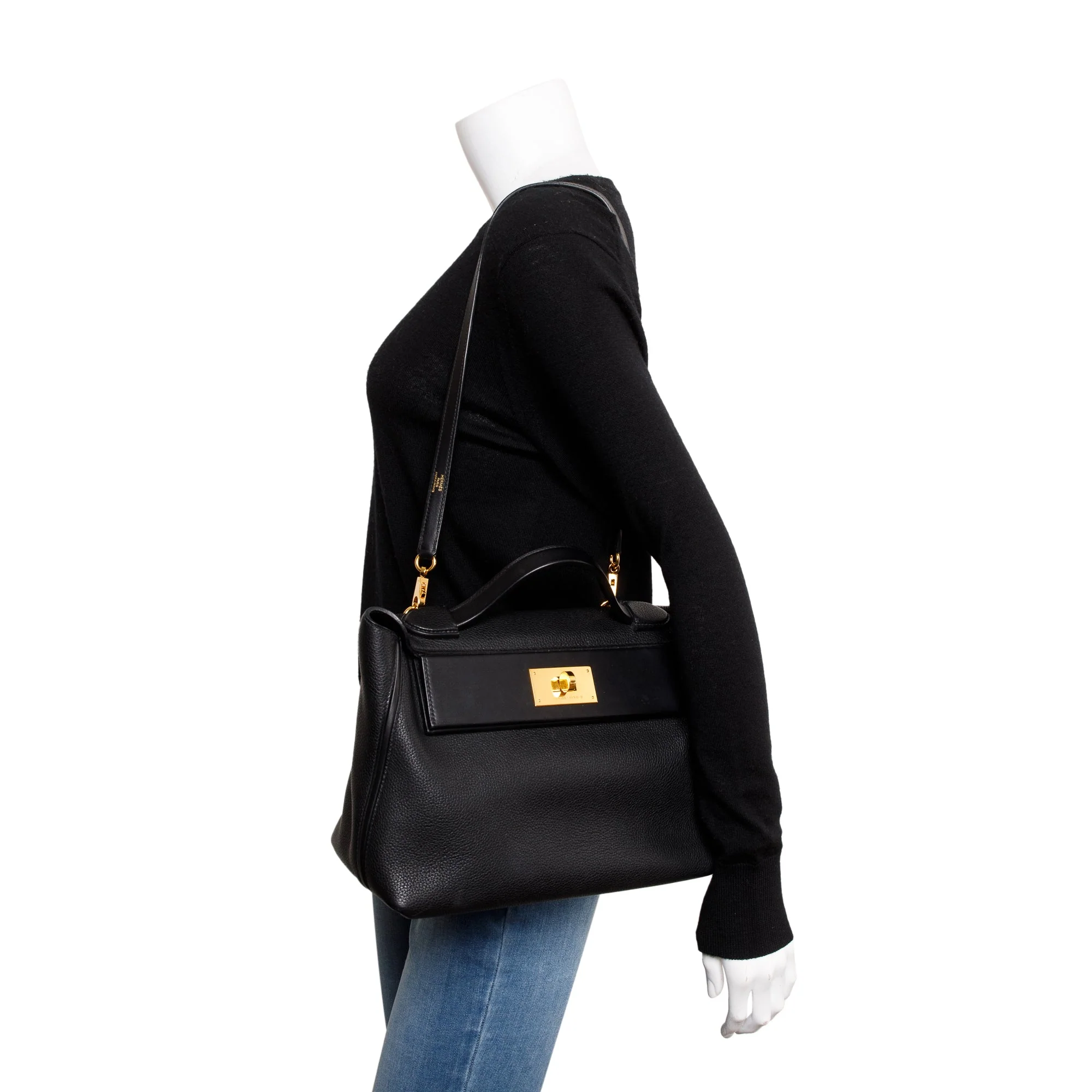 Hermes 2020 Black Noir Togo & Swift Leather 24/24 29 w/ Strap & Box - Image 2