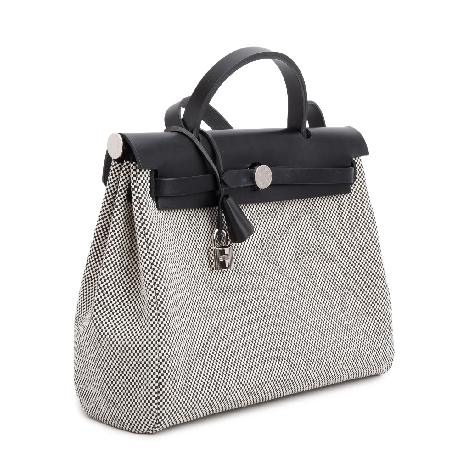 Hermes 2020 Ecru Noir Toile Criss Viking Vache Hunter Herbag Zip 31 Retourne w/ Pouch, Box & Reeceipt - Image 4